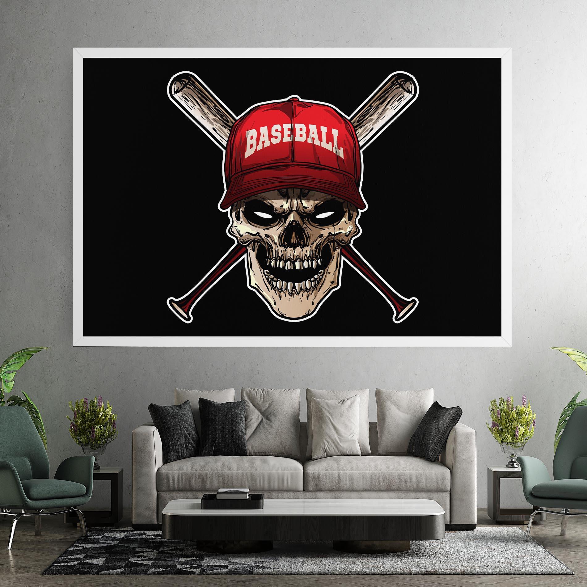 Leinwandbild Baseball Skull mockup 7