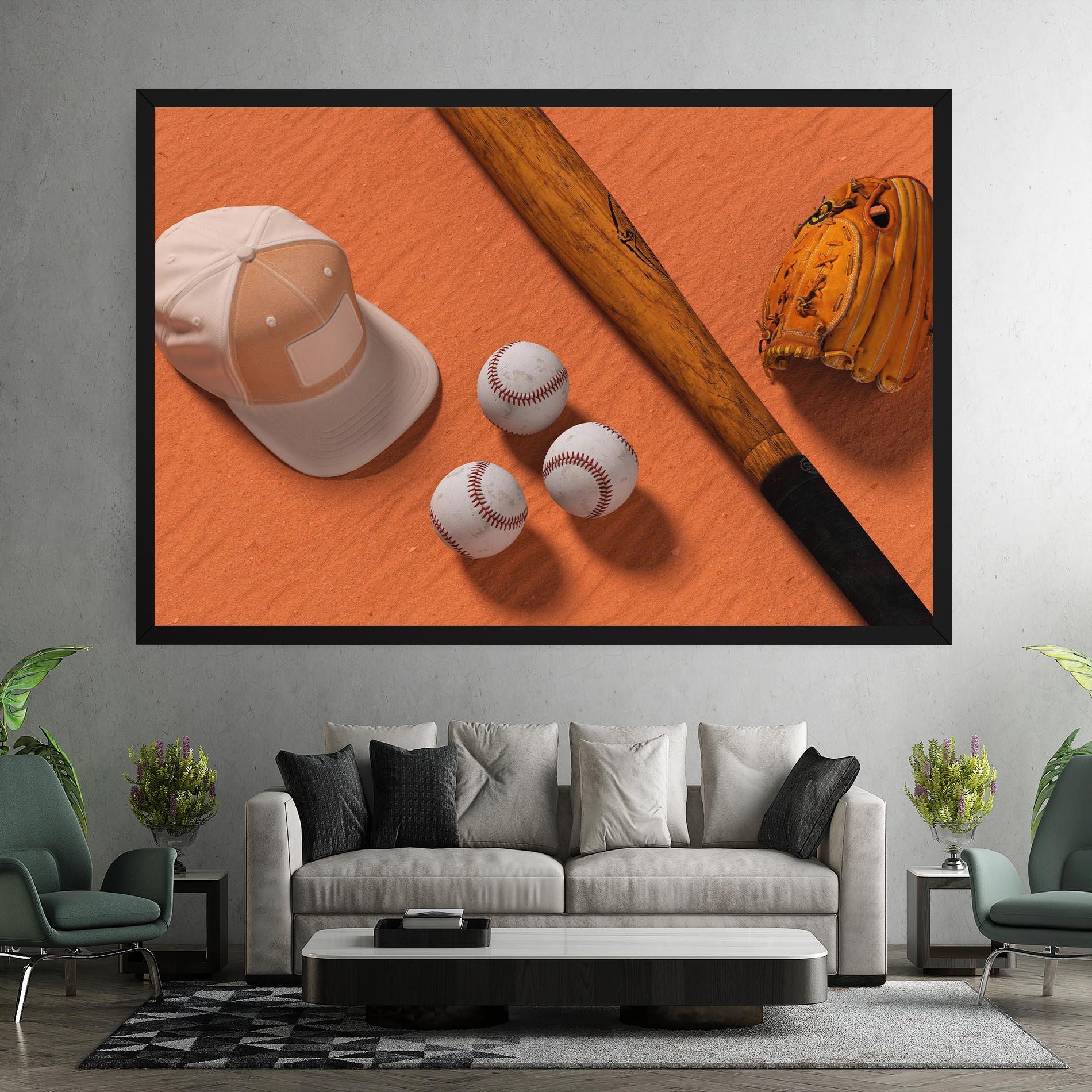 Leinwandbild Baseball Set On Orange mockup 7