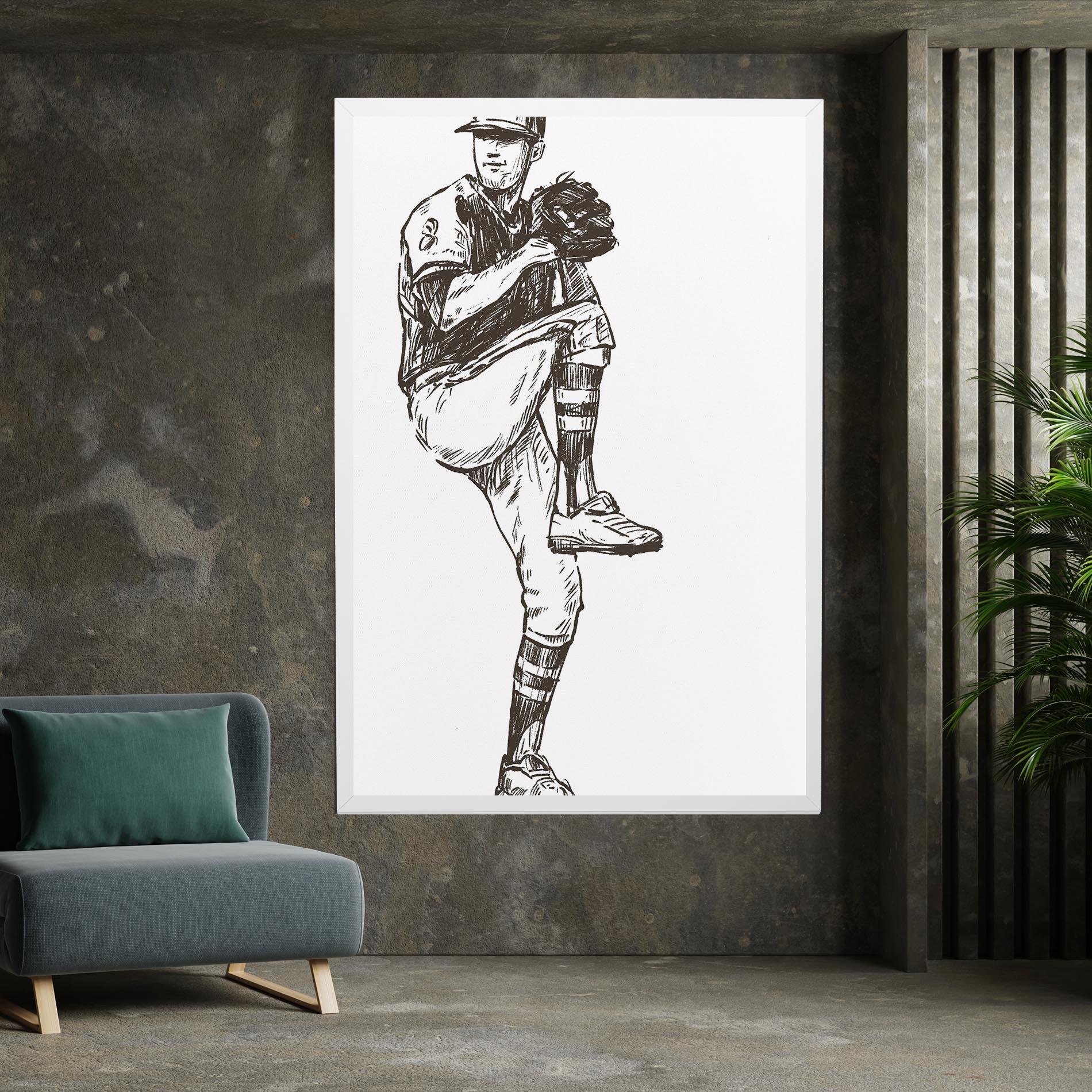 Leinwandbild Baseball Player Line mockup 7