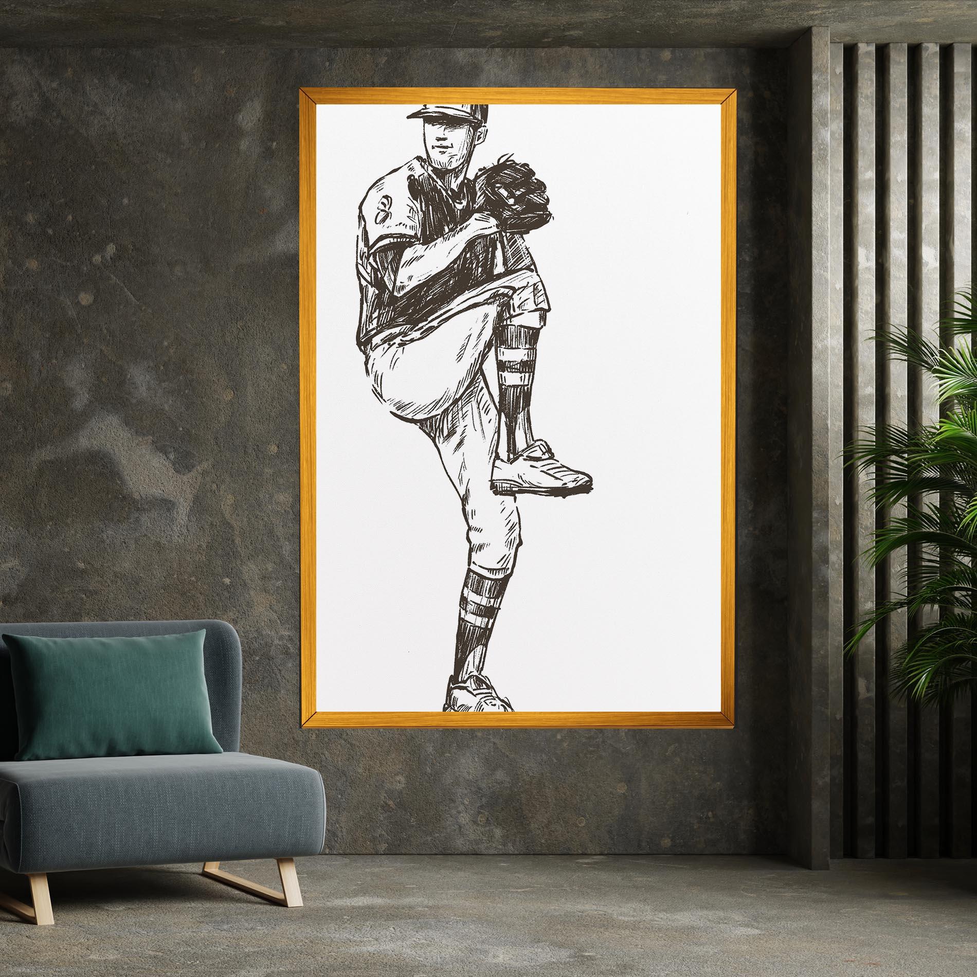 Leinwandbild Baseball Player Line mockup 7
