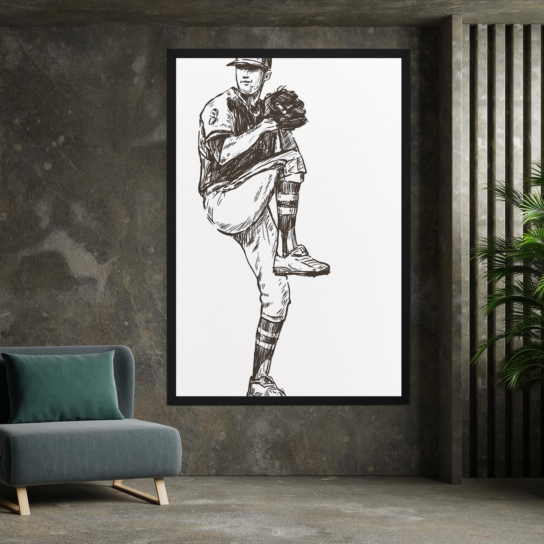 Leinwandbild Baseball Player Line mockup 7
