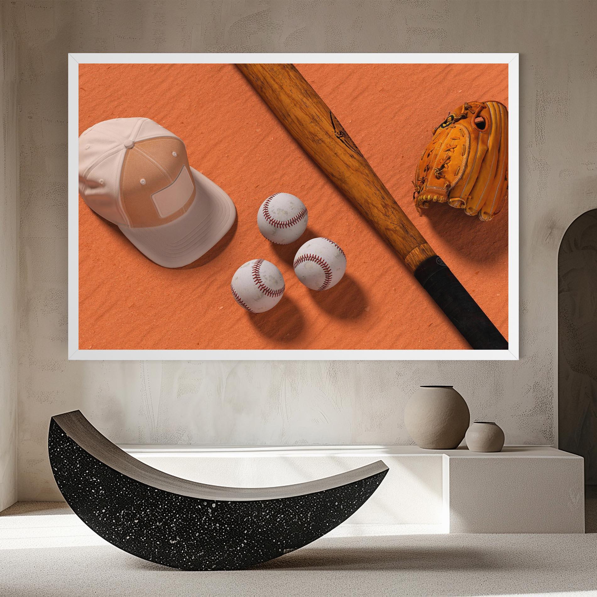 Leinwandbild Baseball Set On Orange mockup 8