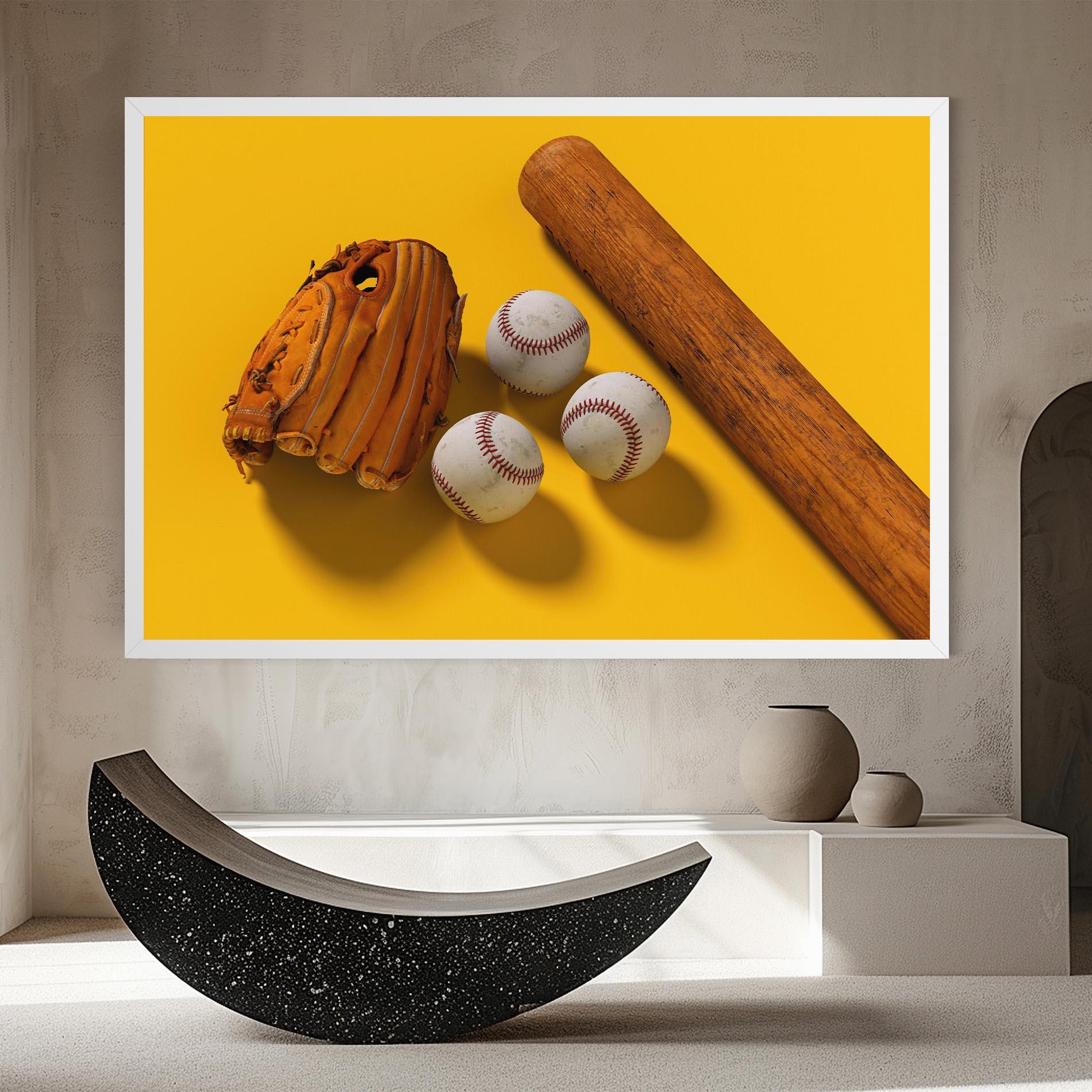 Leinwandbild Baseball Set On Yellow mockup 8