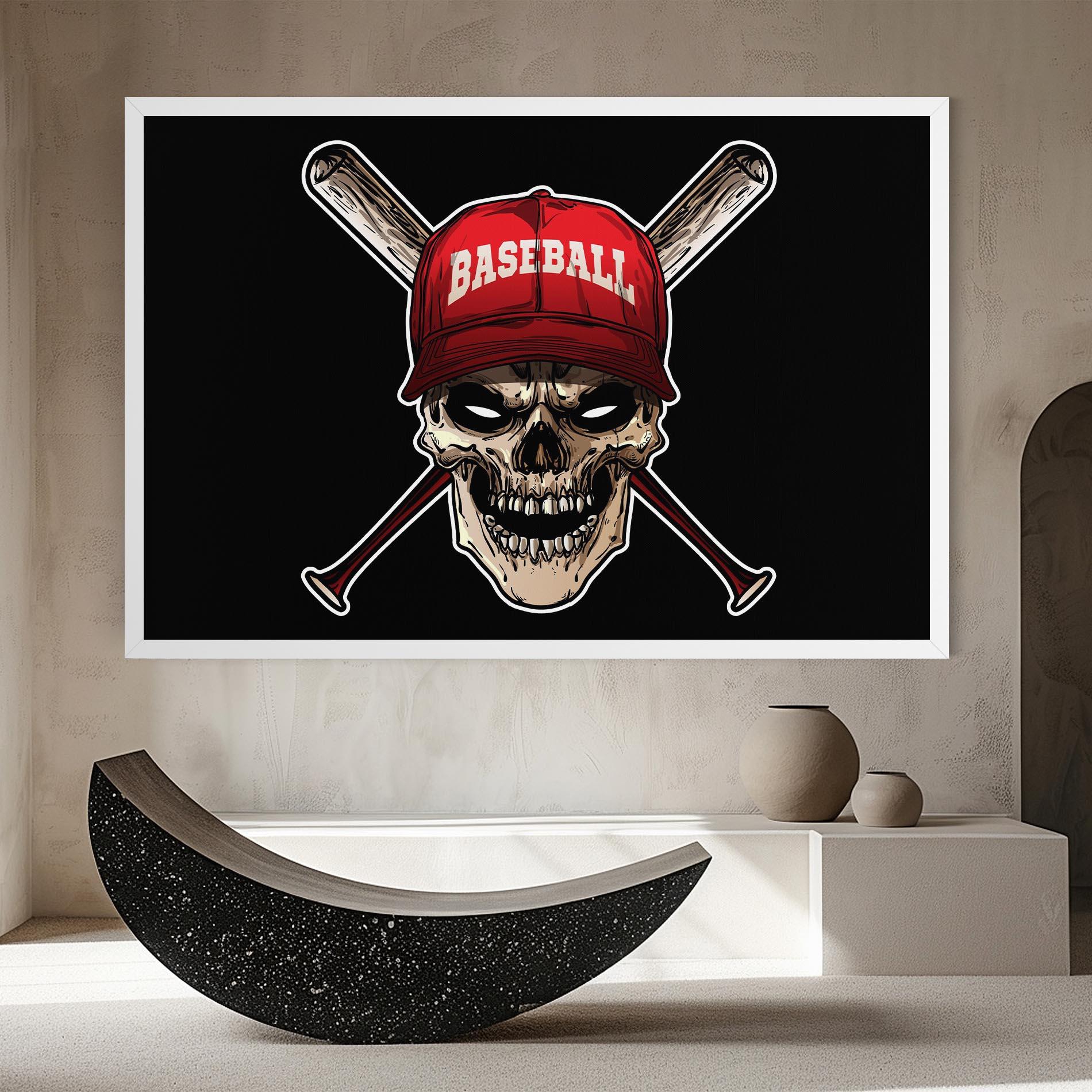 Leinwandbild Baseball Skull mockup 8