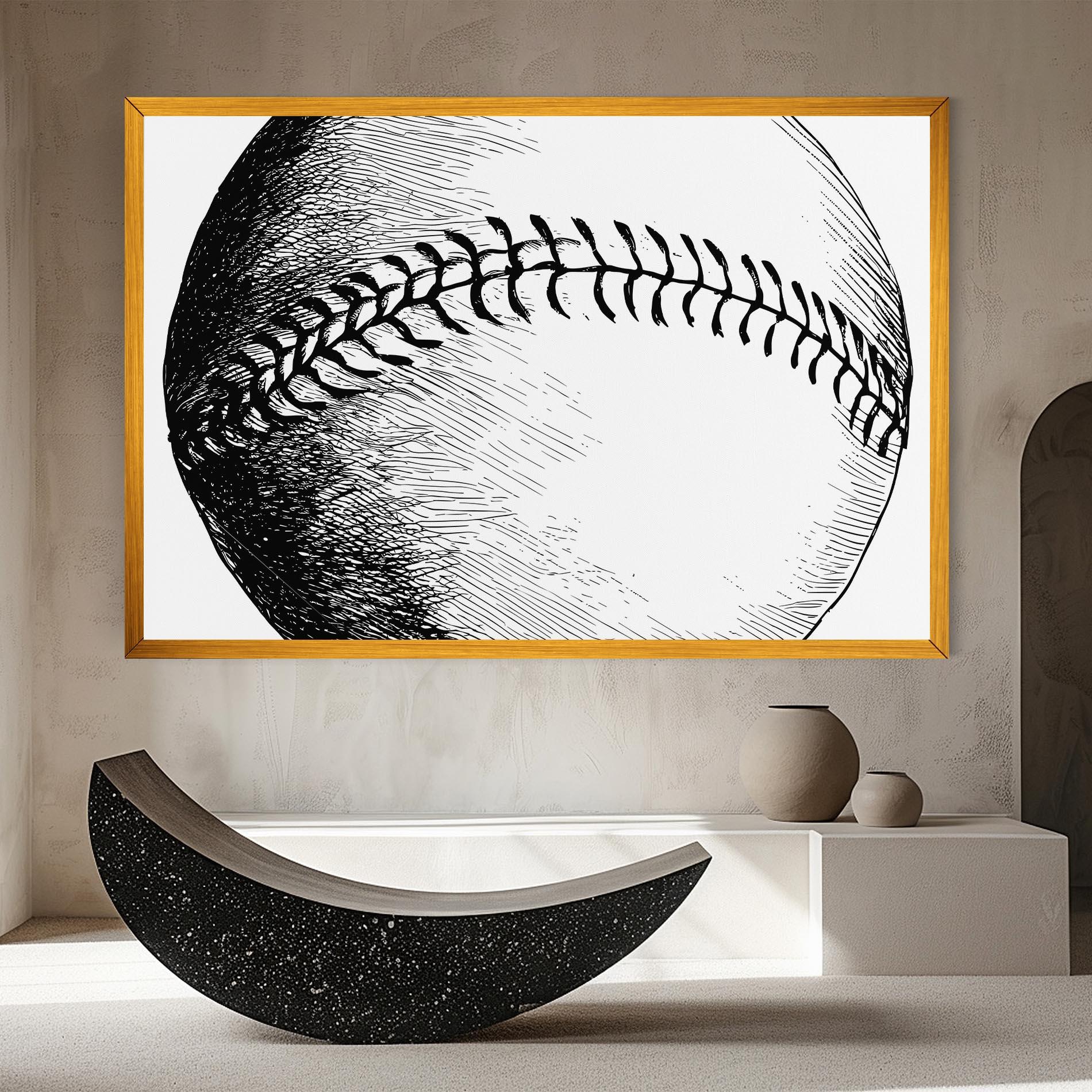 Leinwandbild Baseball Black Line mockup 8