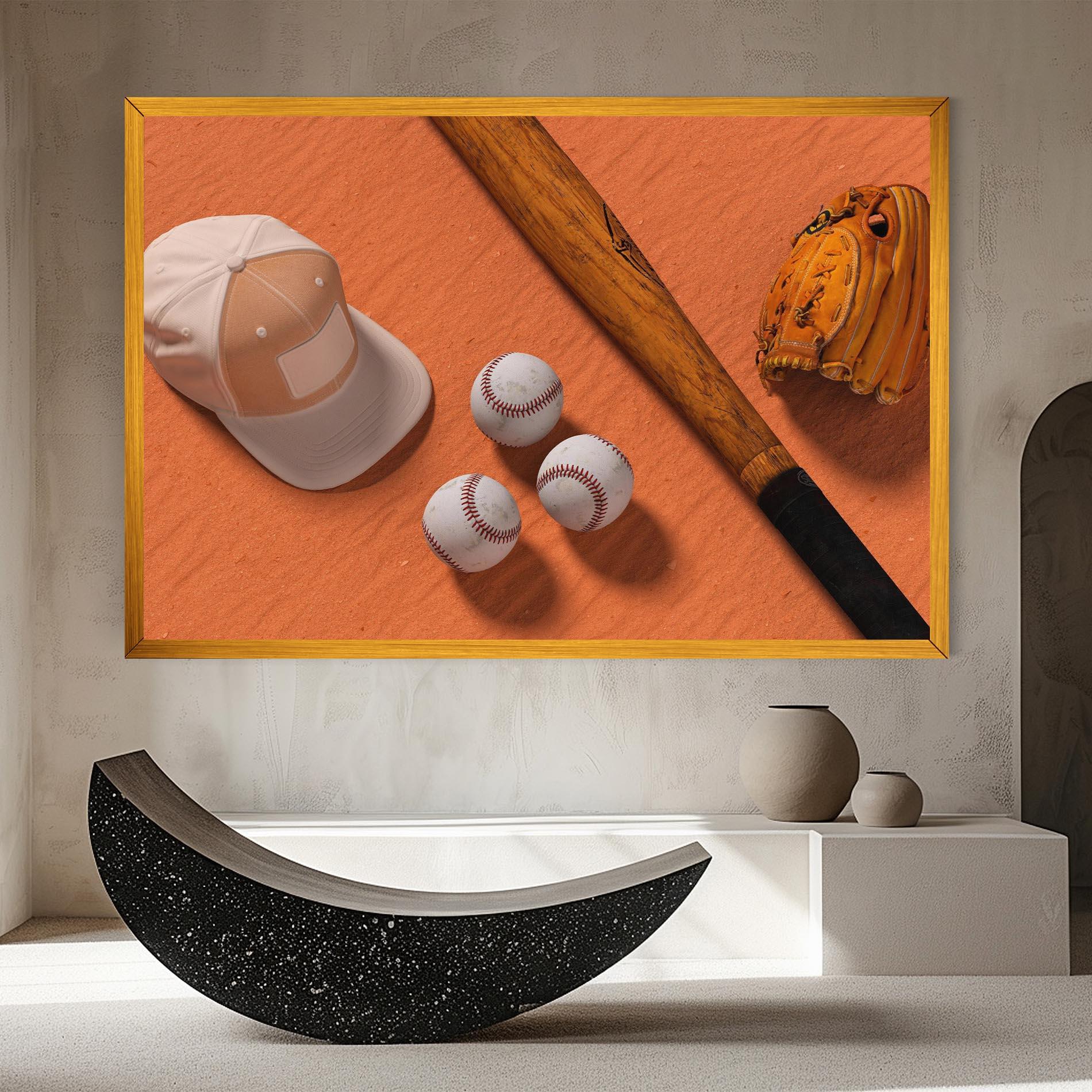 Leinwandbild Baseball Set On Orange mockup 8