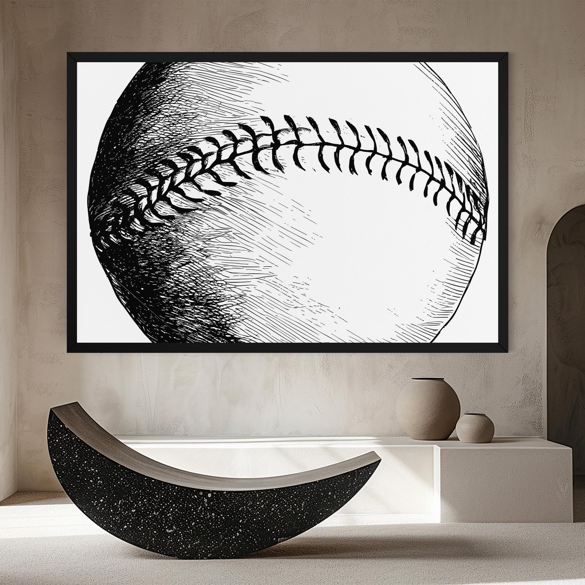Leinwandbild Baseball Black Line mockup 8