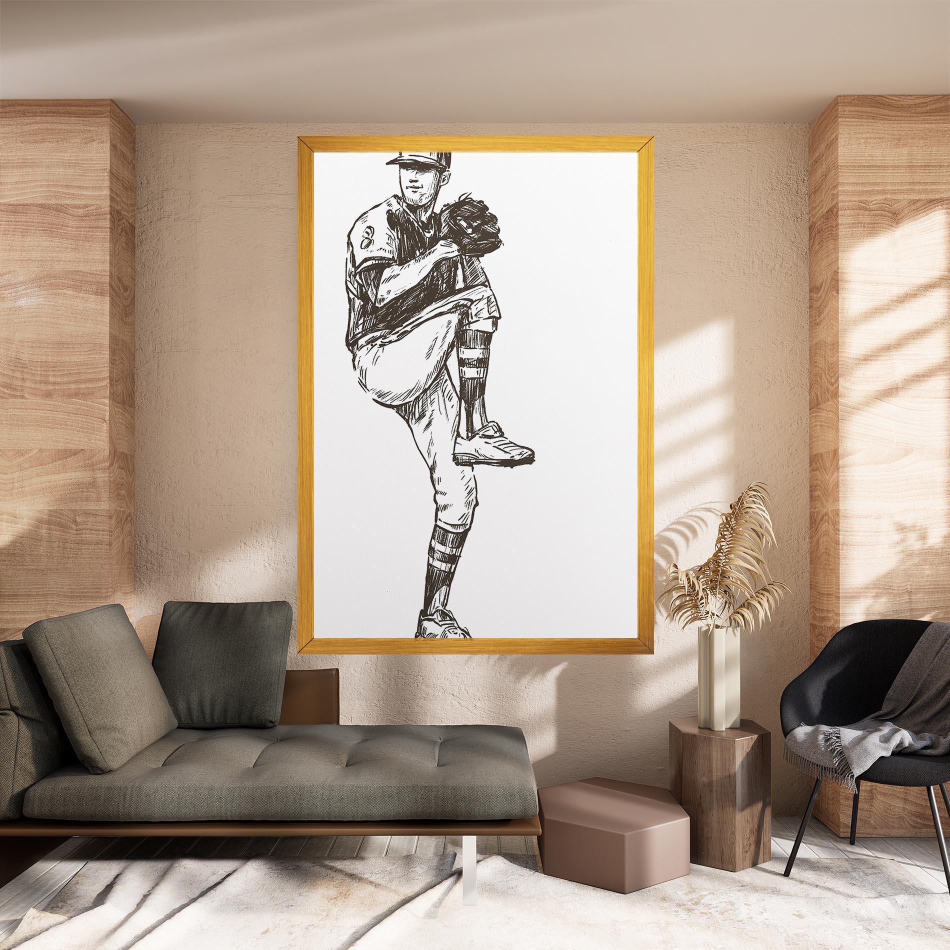 Leinwandbild Baseball Player Line mockup 8