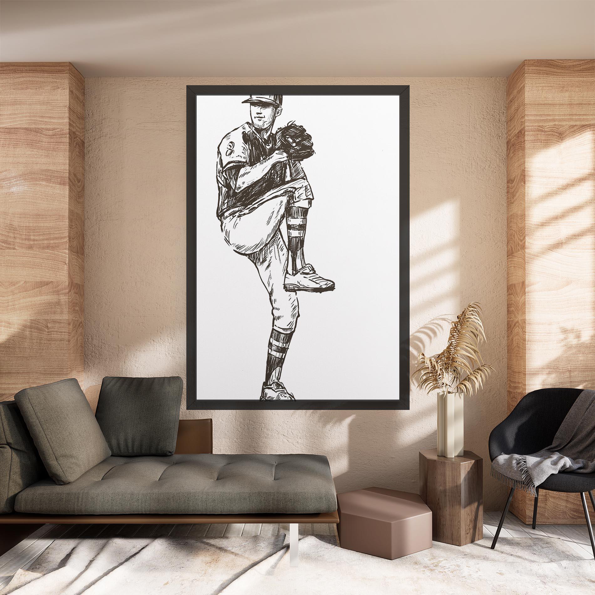 Leinwandbild Baseball Player Line mockup 8