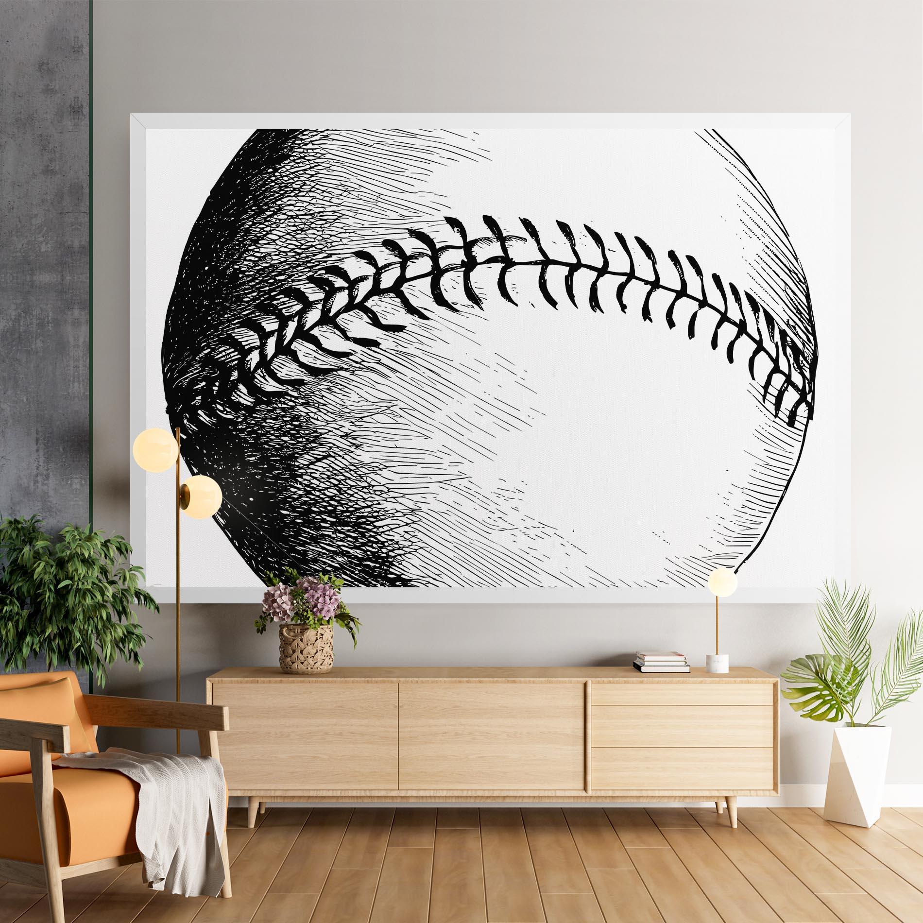 Leinwandbild Baseball Black Line mockup 9