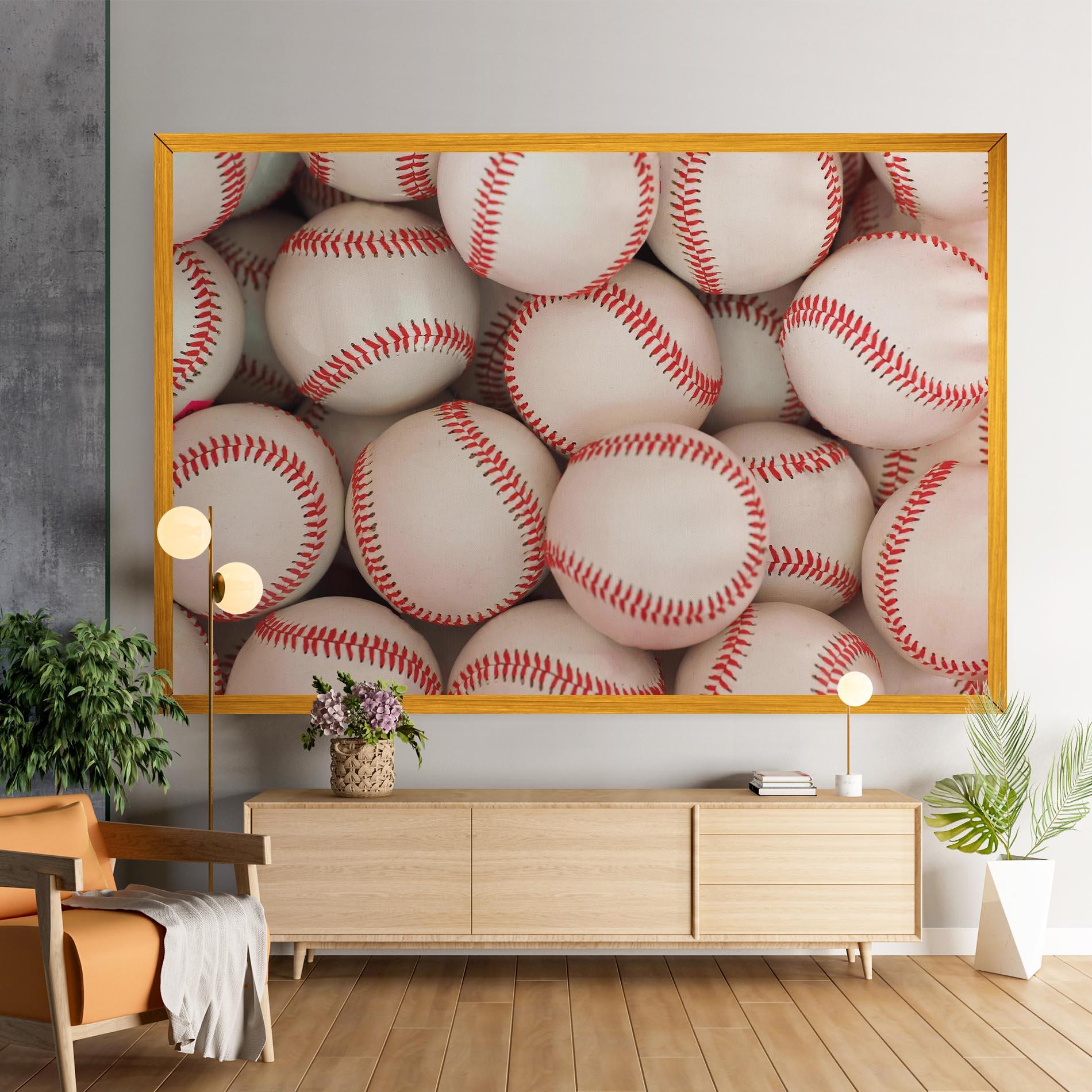 Leinwandbild Baseball Balls Stack mockup 9