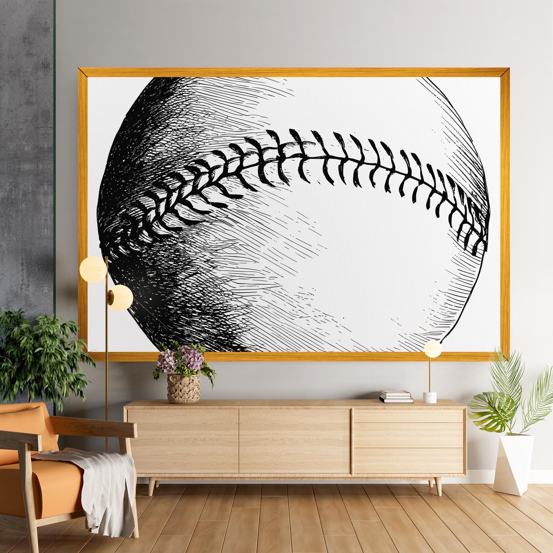 Leinwandbild Baseball Black Line mockup 9