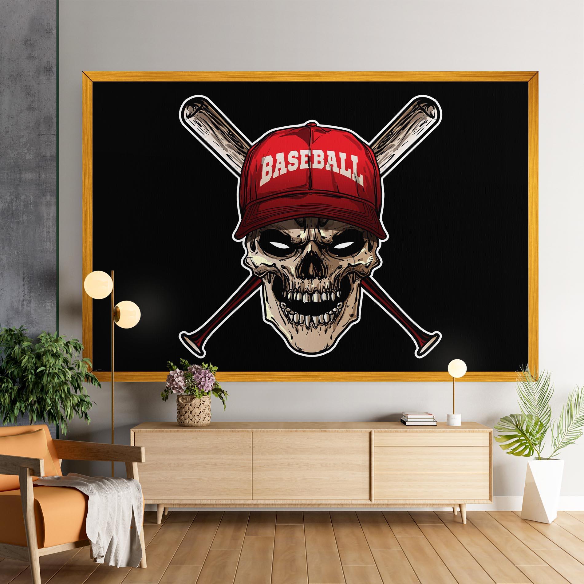 Leinwandbild Baseball Skull mockup 9