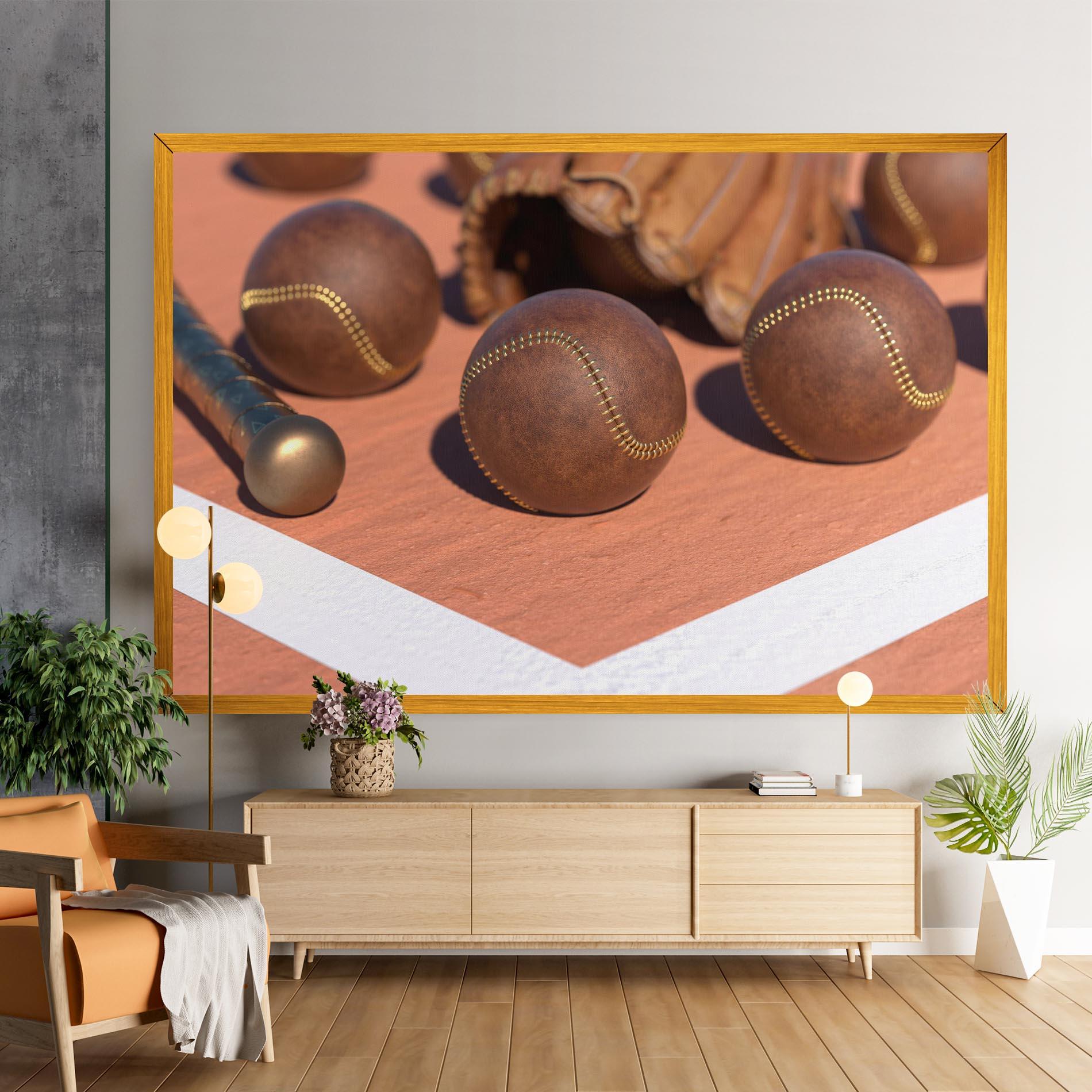 Leinwandbild Brown Baseball Ball mockup 9
