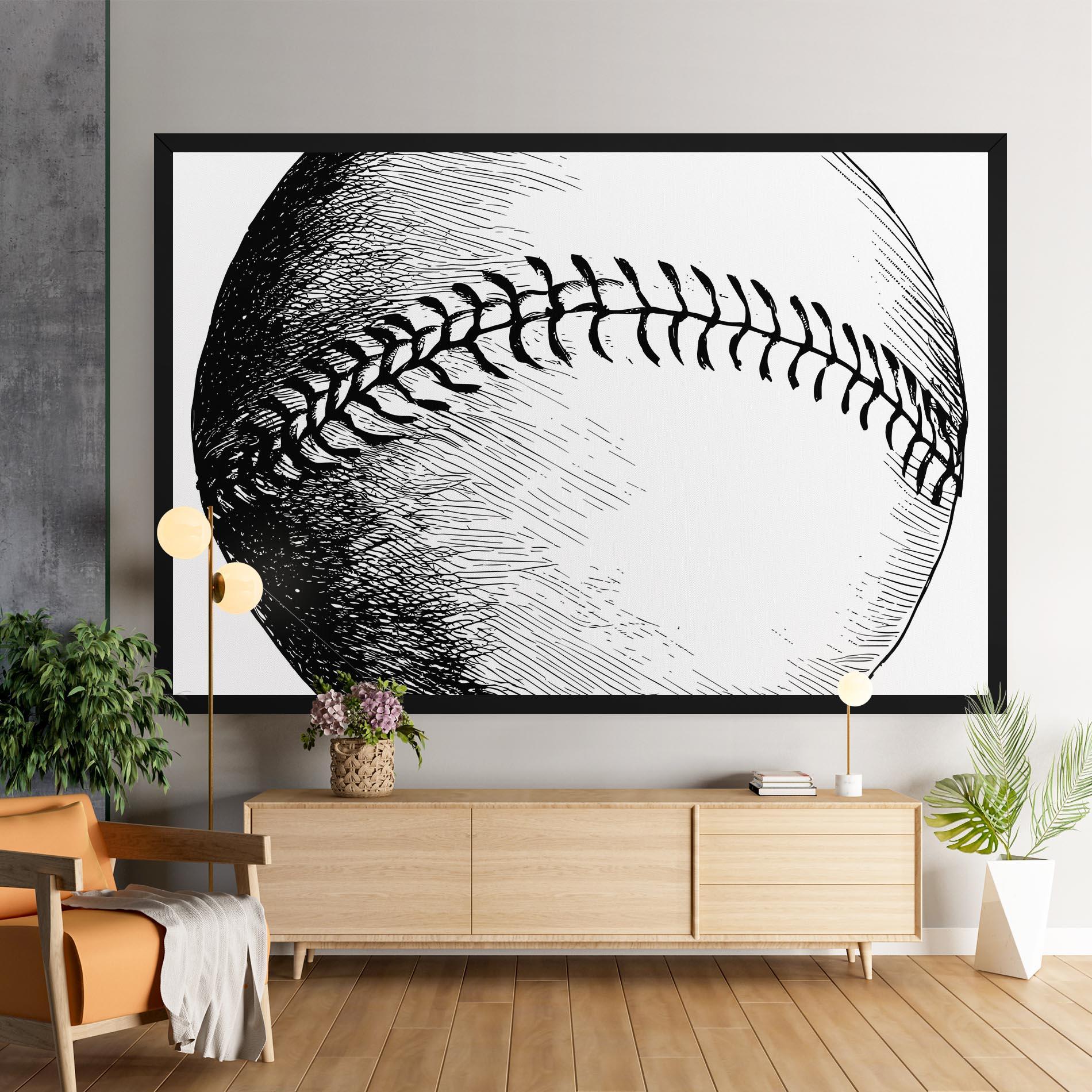 Leinwandbild Baseball Black Line mockup 9