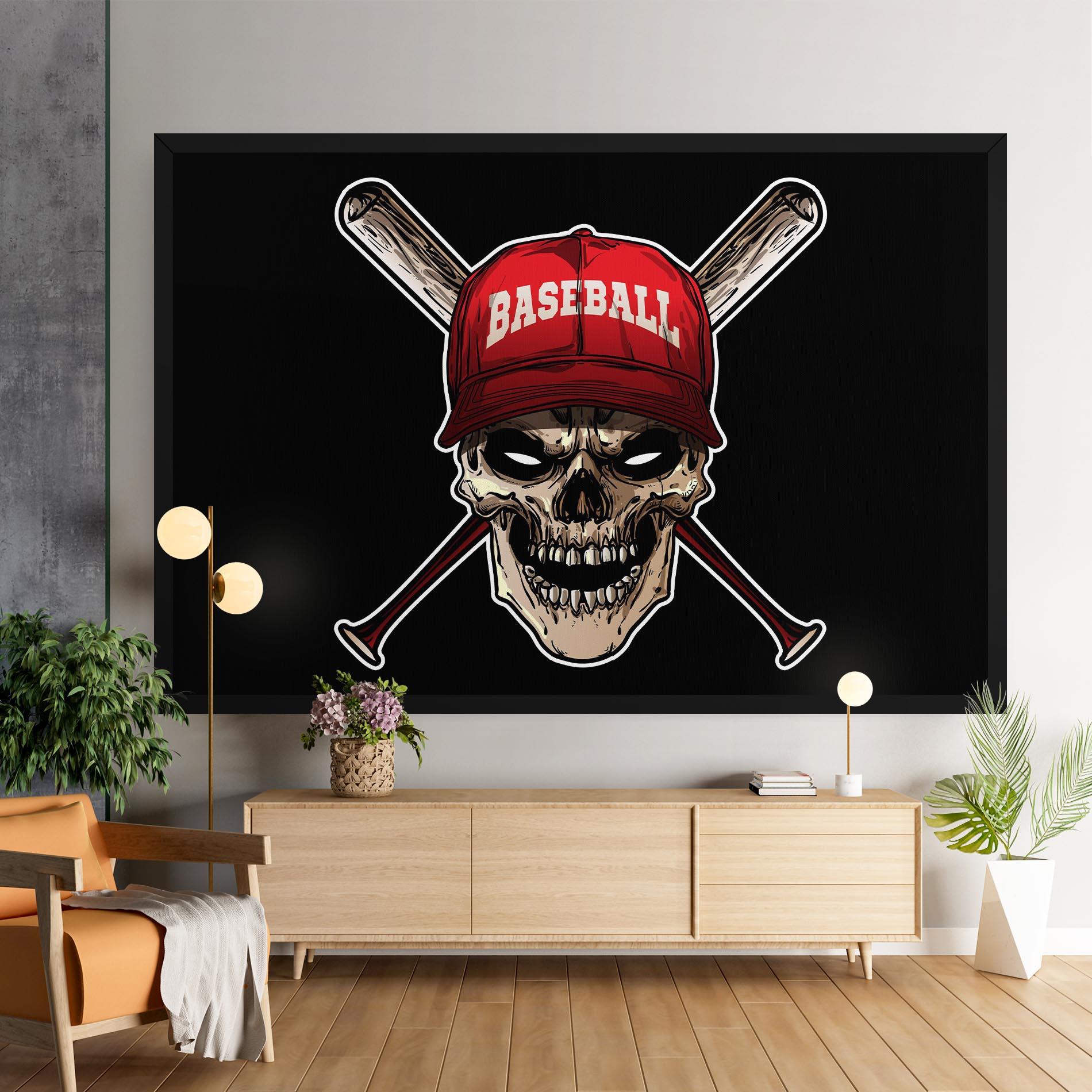 Leinwandbild Baseball Skull mockup 9