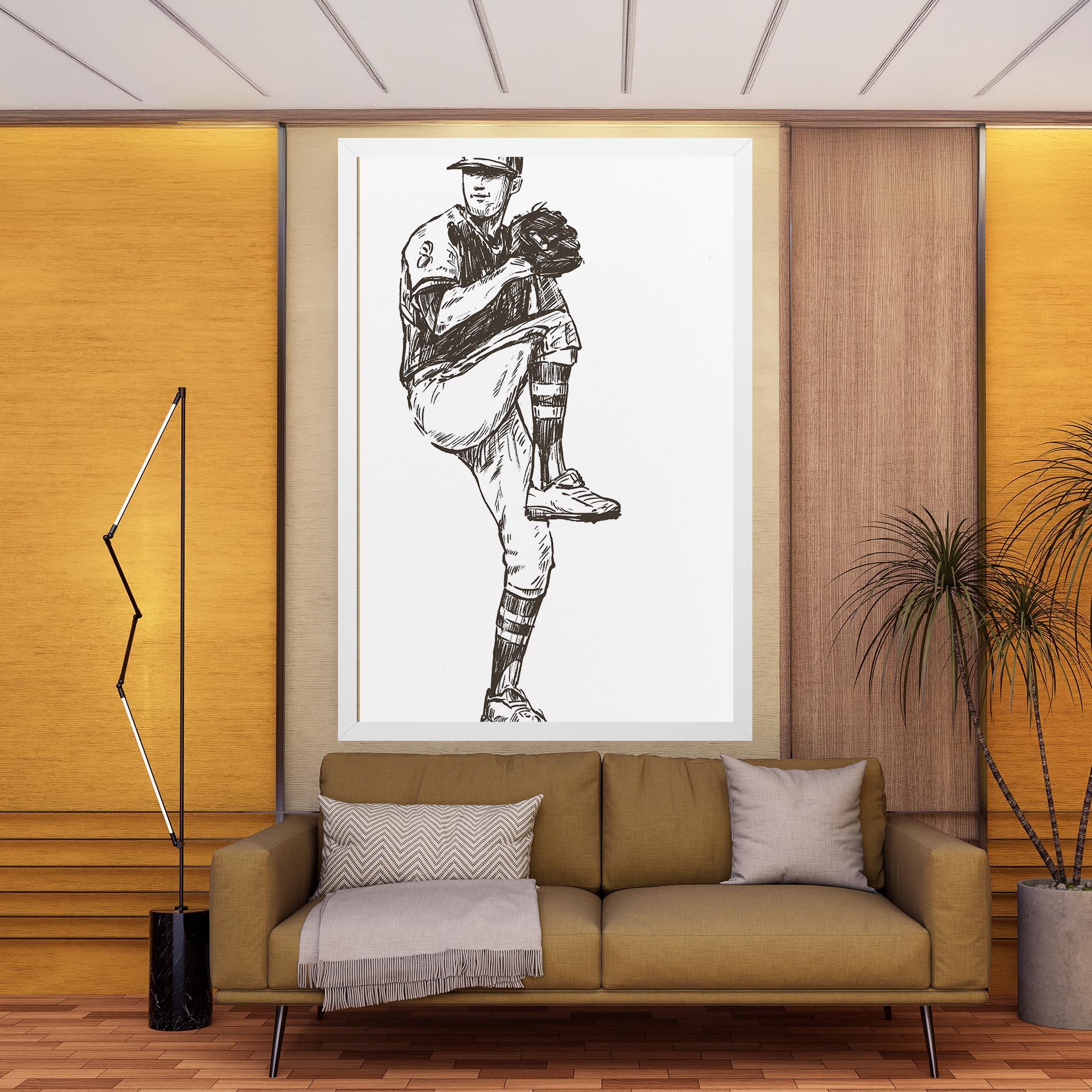 Leinwandbild Baseball Player Line mockup 9