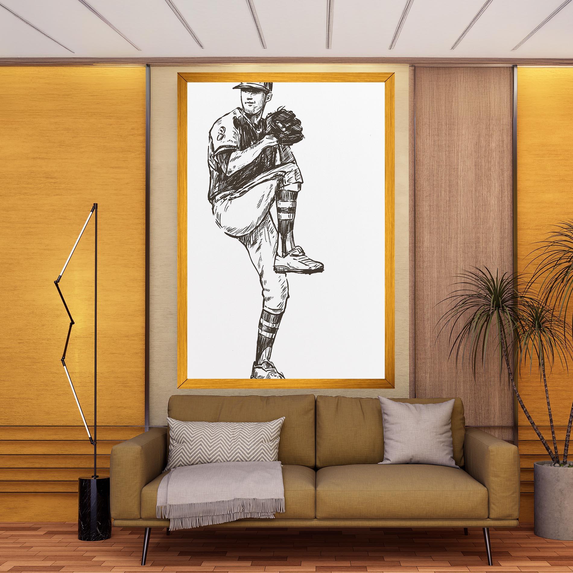 Leinwandbild Baseball Player Line mockup 9