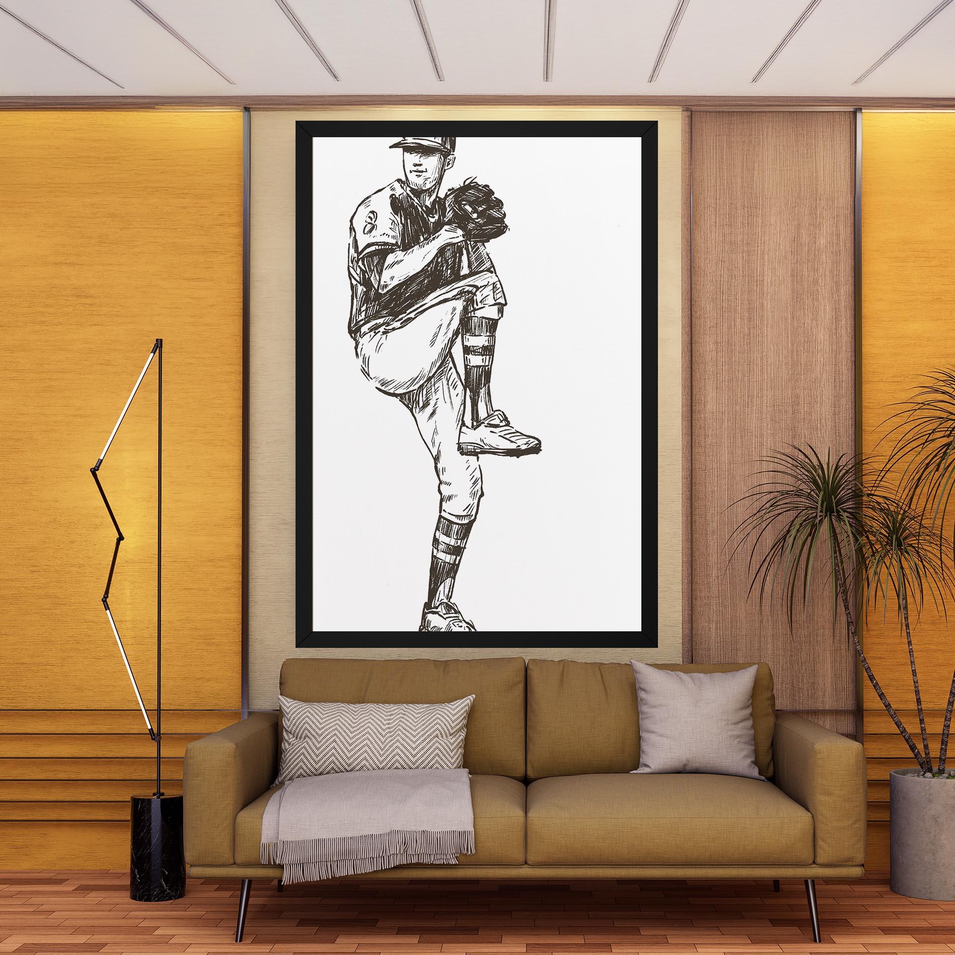 Leinwandbild Baseball Player Line mockup 9