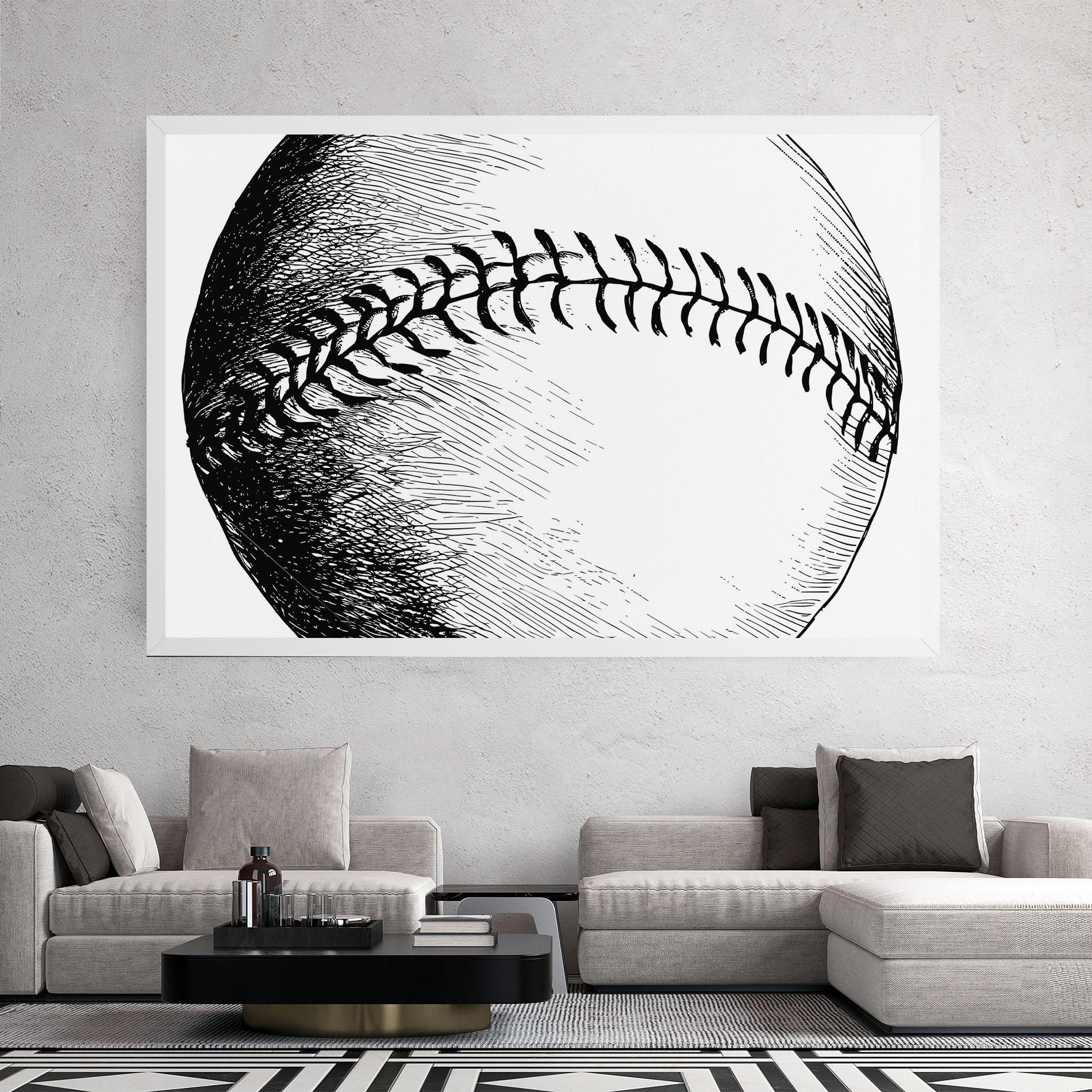 Leinwandbild Baseball Black Line mockup 2