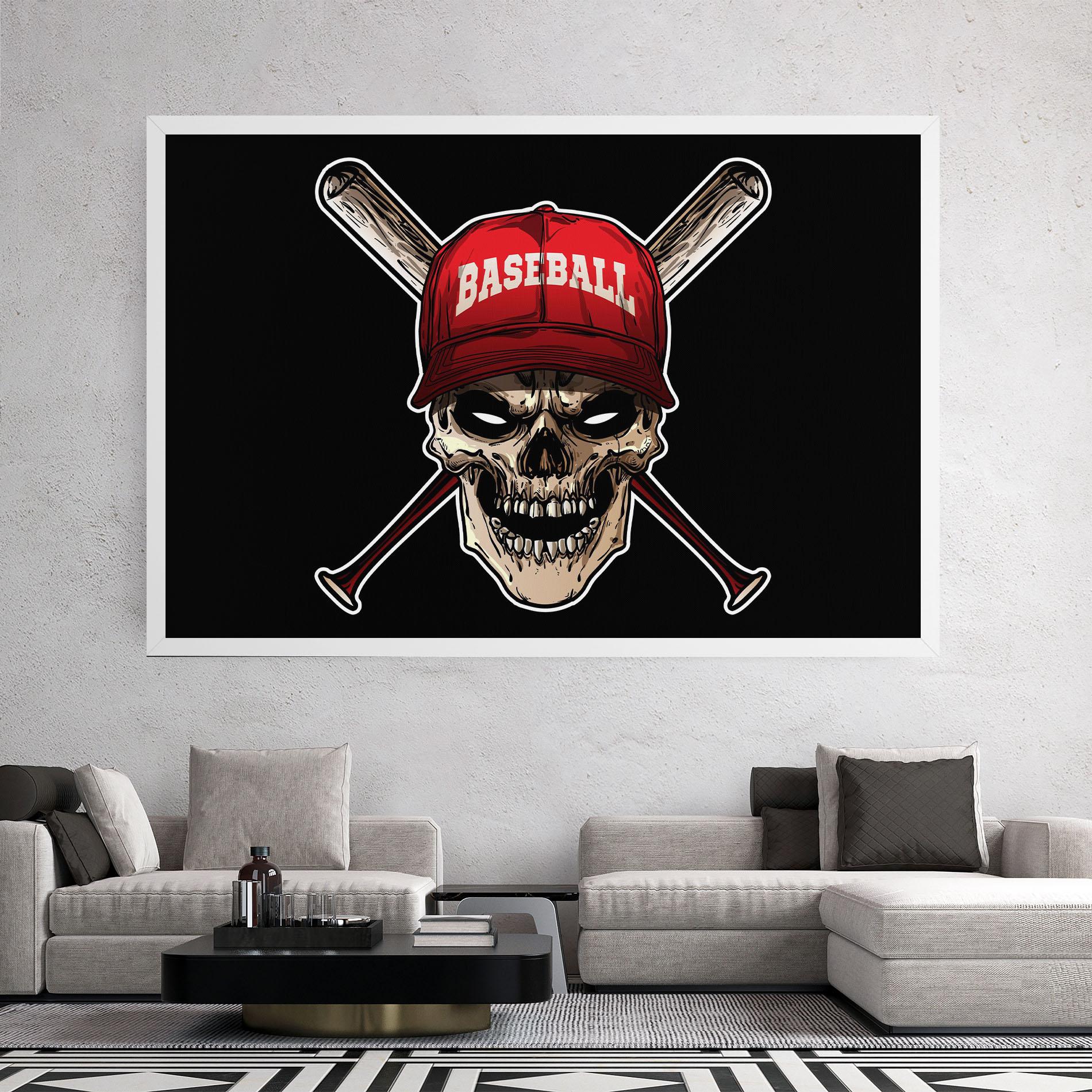Leinwandbild Baseball Skull mockup 2