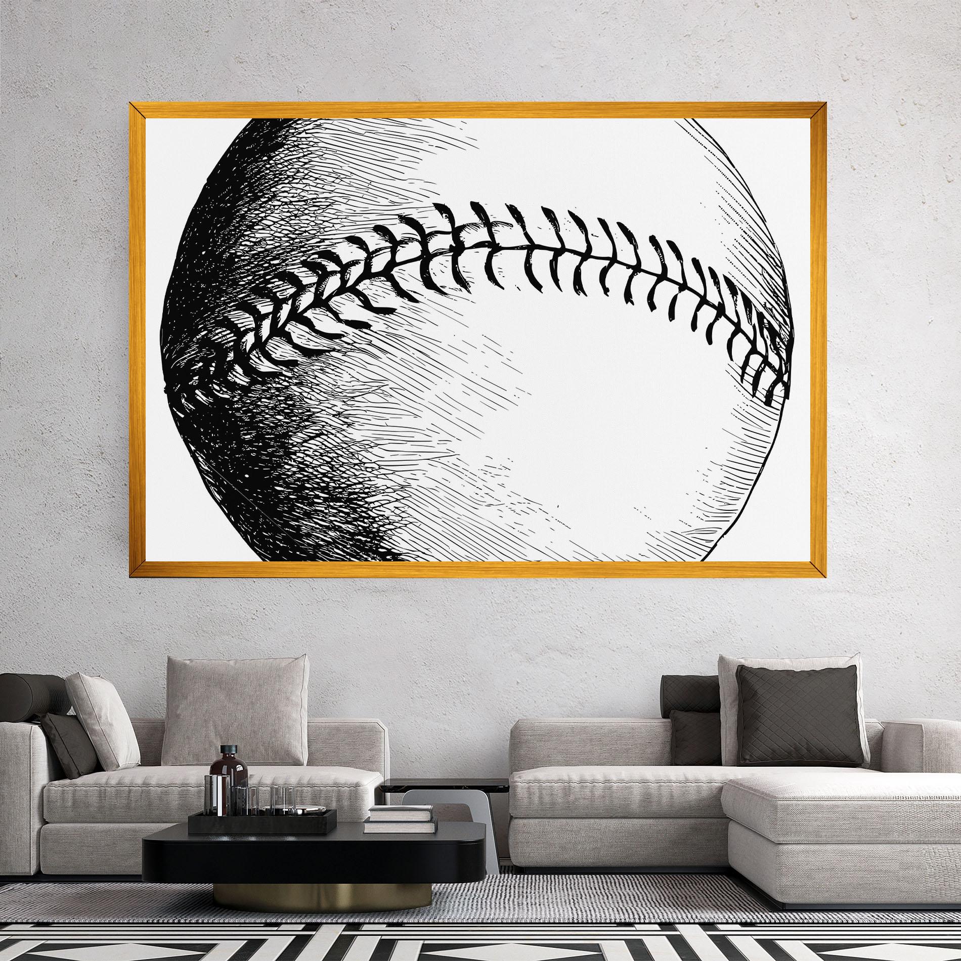 Leinwandbild Baseball Black Line mockup 2