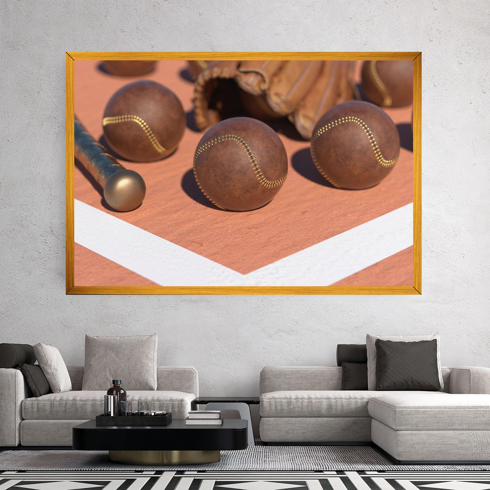 Leinwandbild Brown Baseball Ball mockup 2