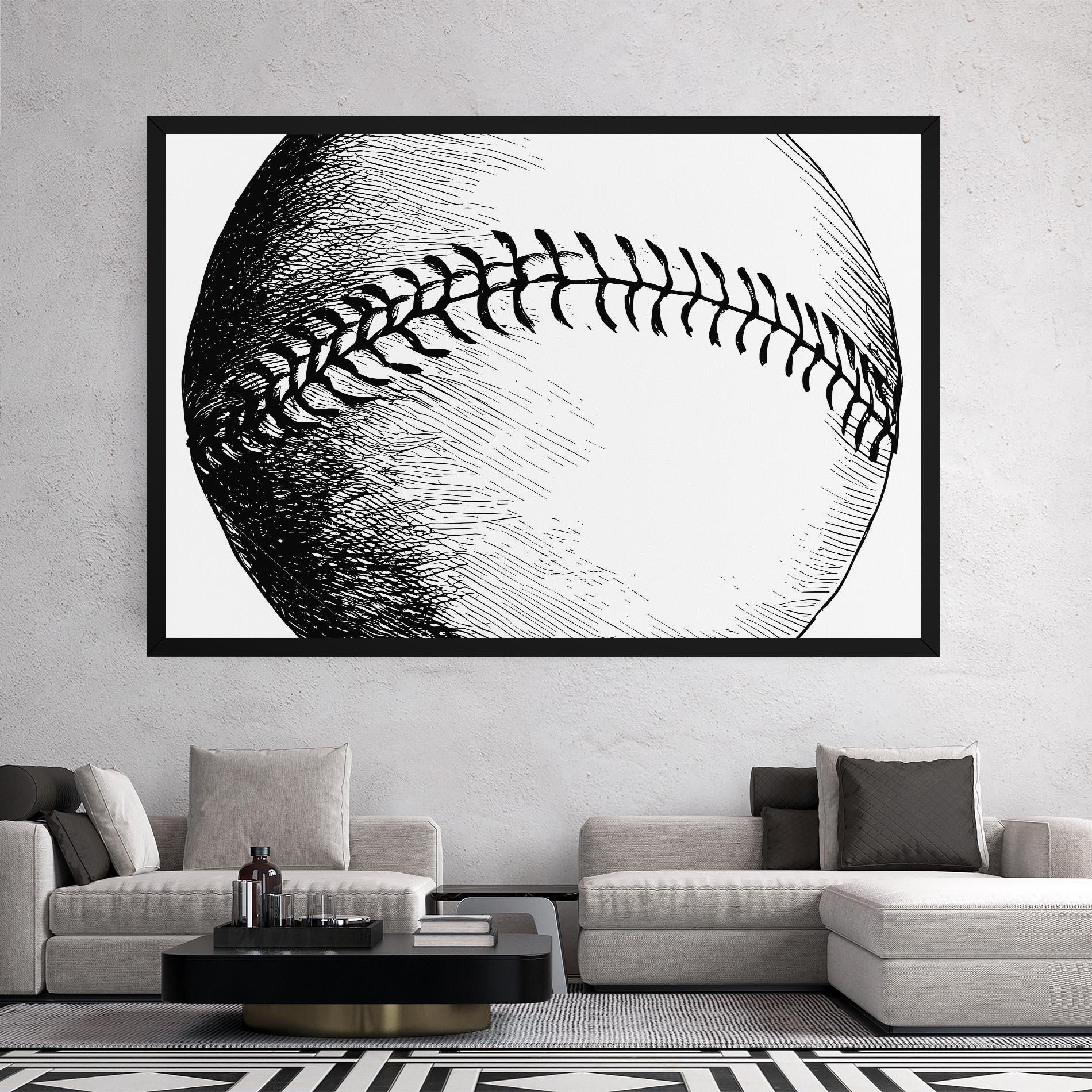 Leinwandbild Baseball Black Line mockup 2