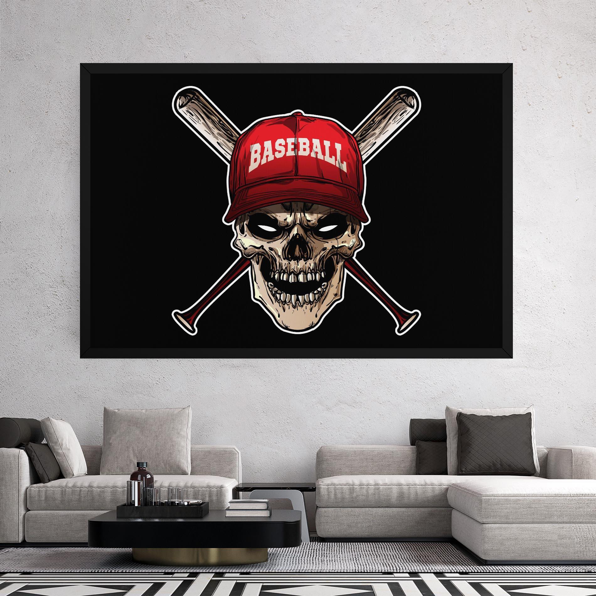 Leinwandbild Baseball Skull mockup 2