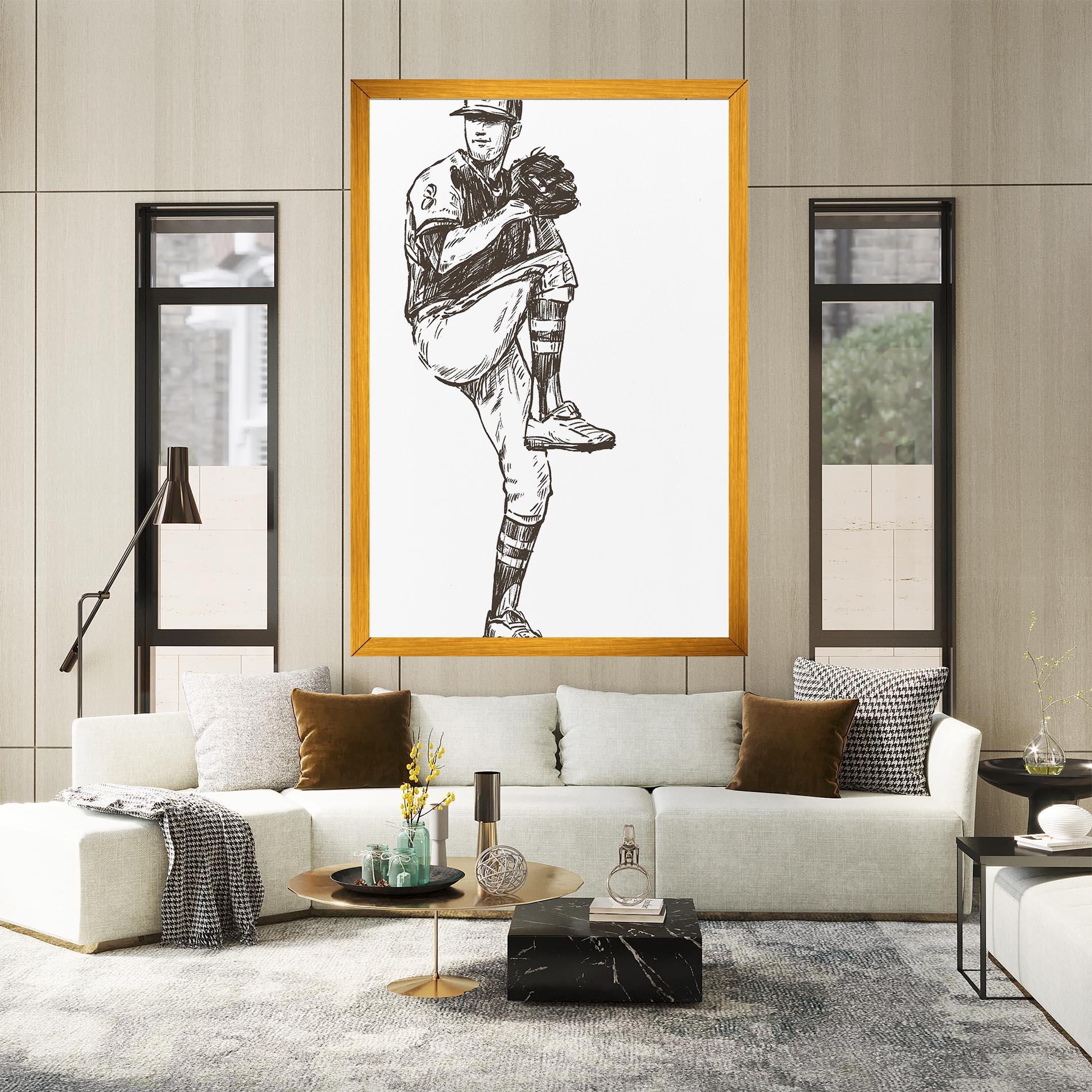 Leinwandbild Baseball Player Line mockup 2