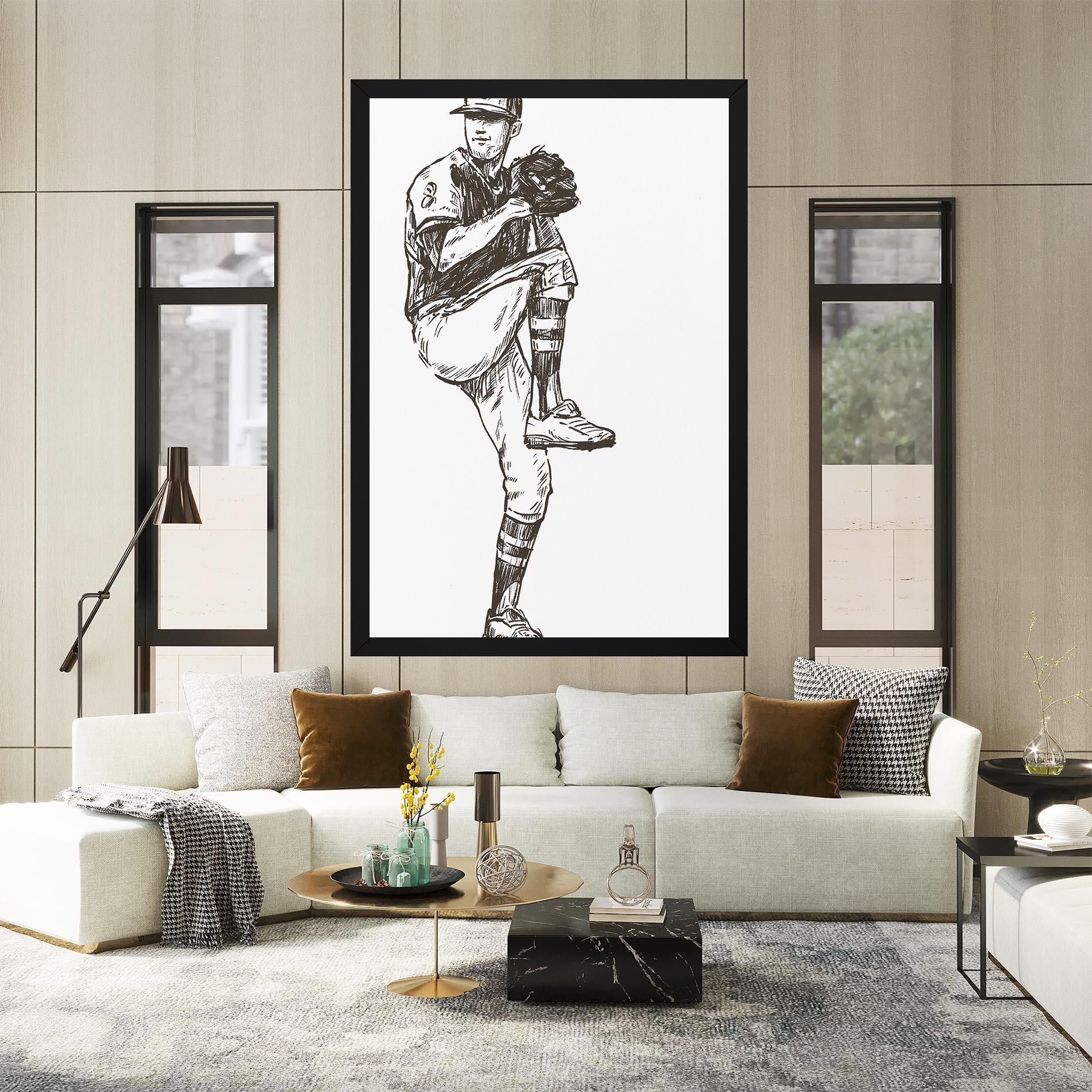 Leinwandbild Baseball Player Line mockup 2