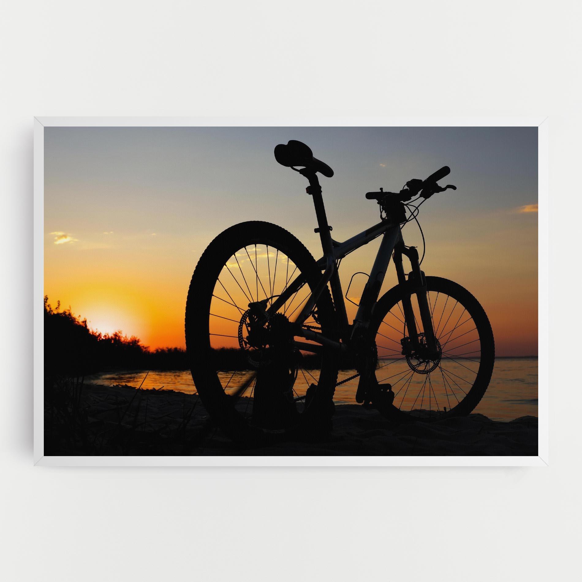 Leinwandbild Beach Bike Silhouette mockup 0