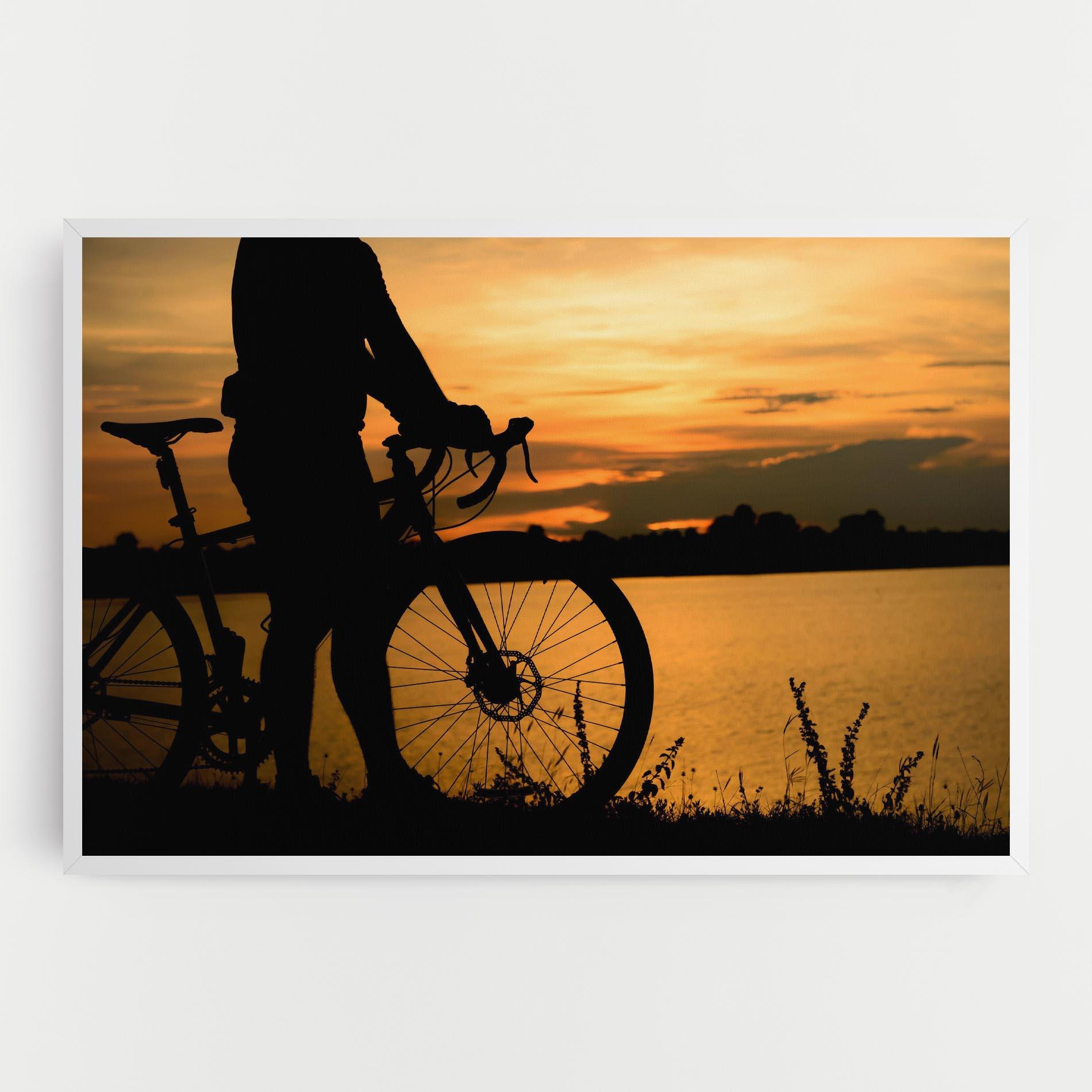 Leinwandbild Bicycle Sunset Silhouette mockup 0