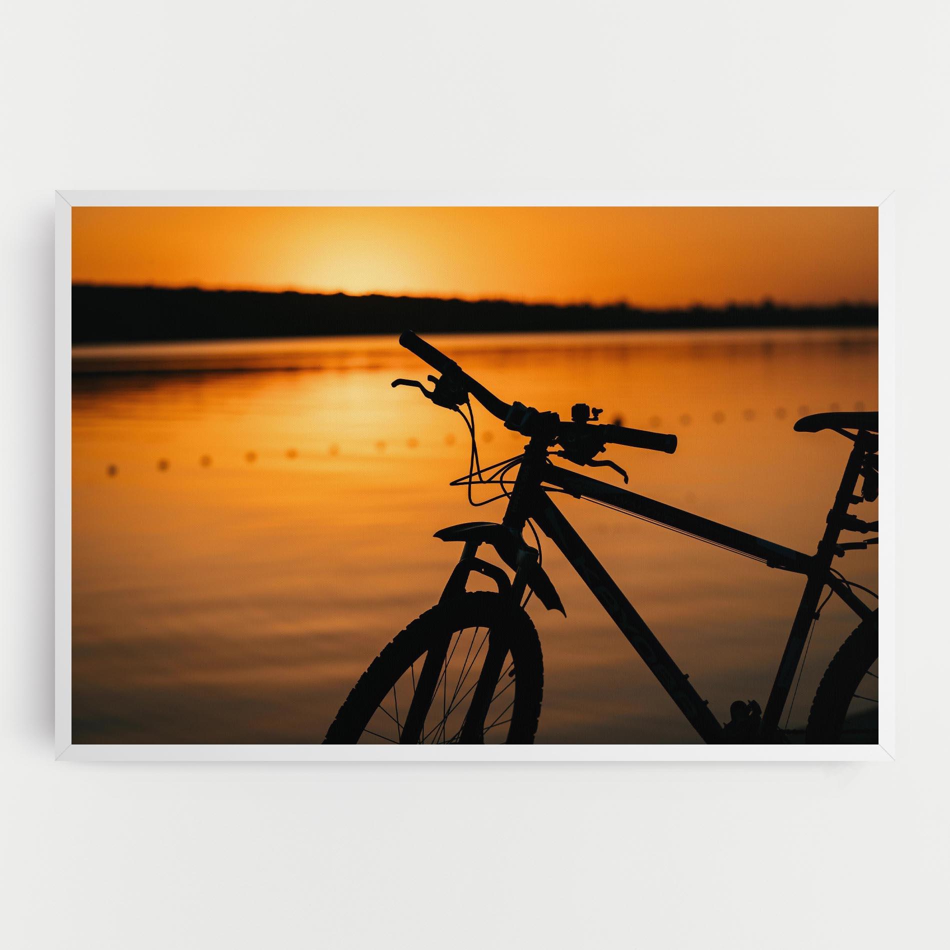 Leinwandbild Sunset Lake Bike mockup 0