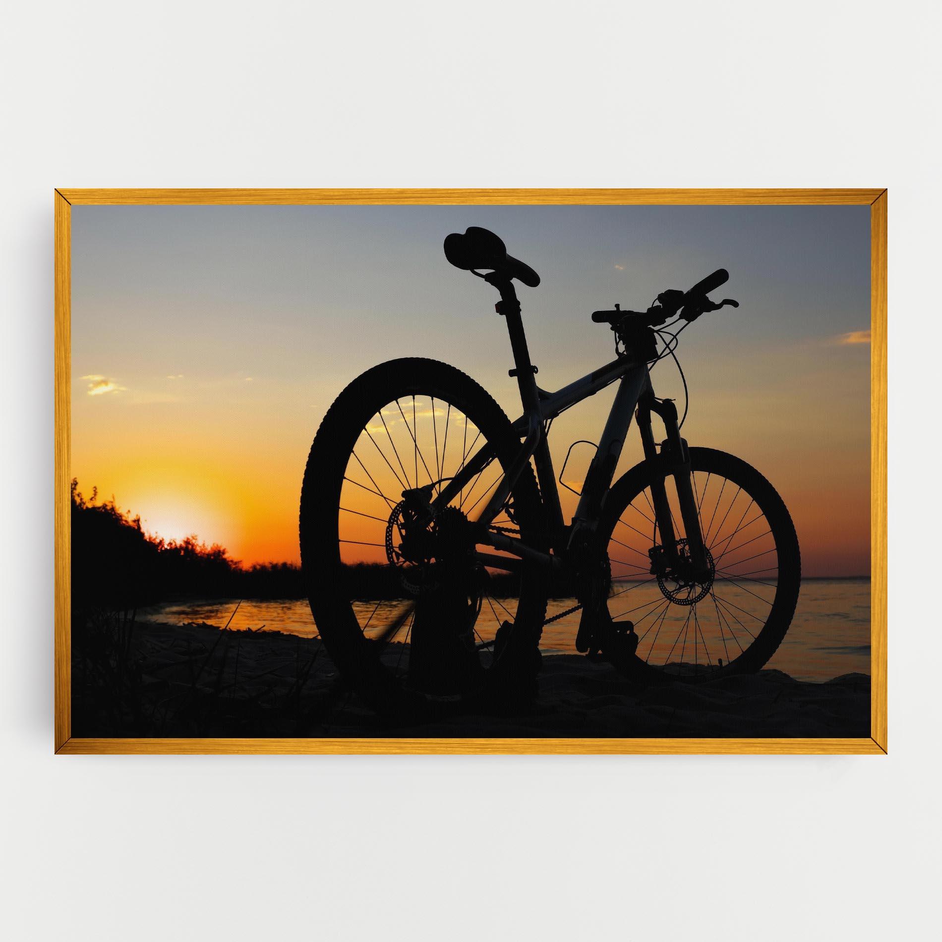 Leinwandbild Beach Bike Silhouette mockup 0