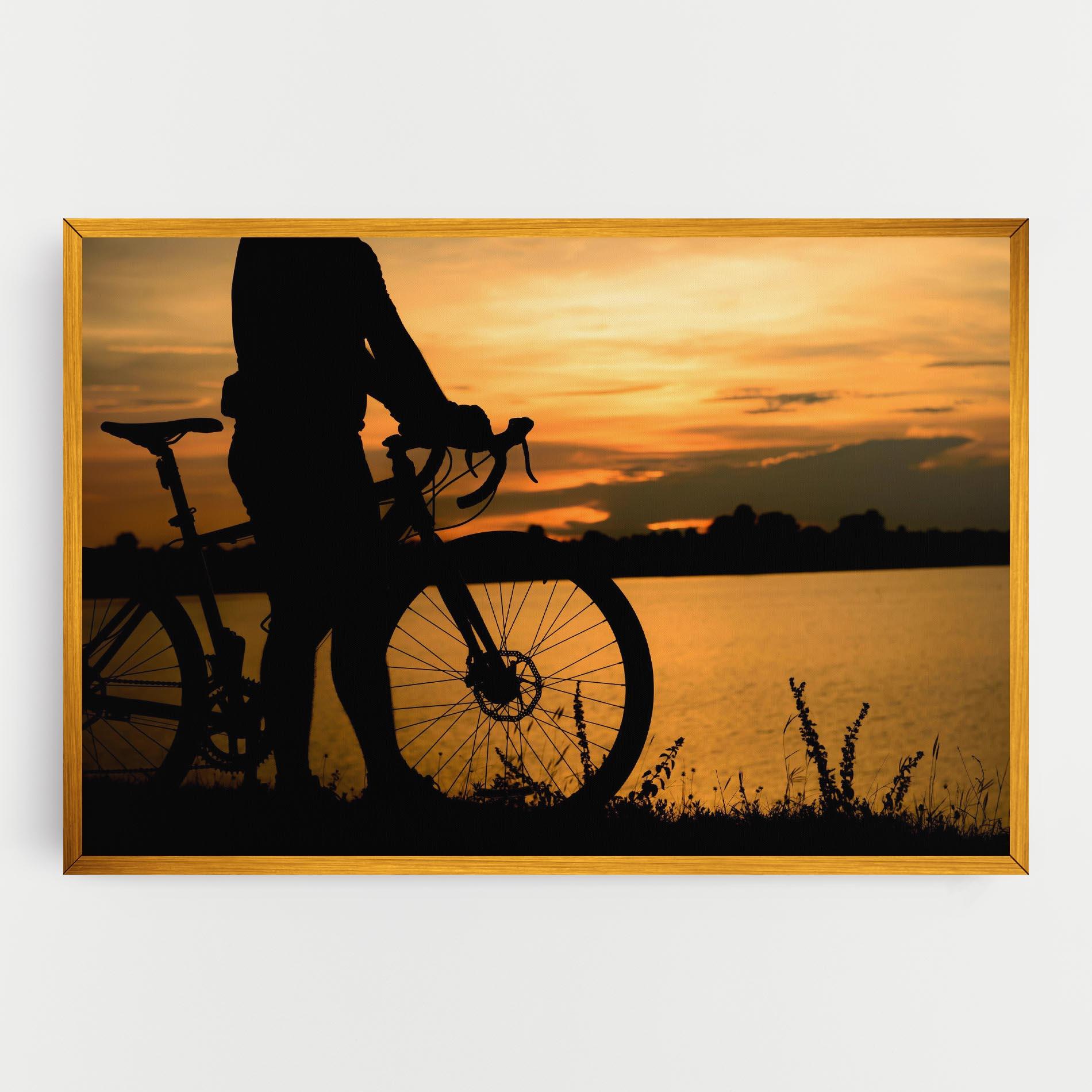 Leinwandbild Bicycle Sunset Silhouette mockup 0