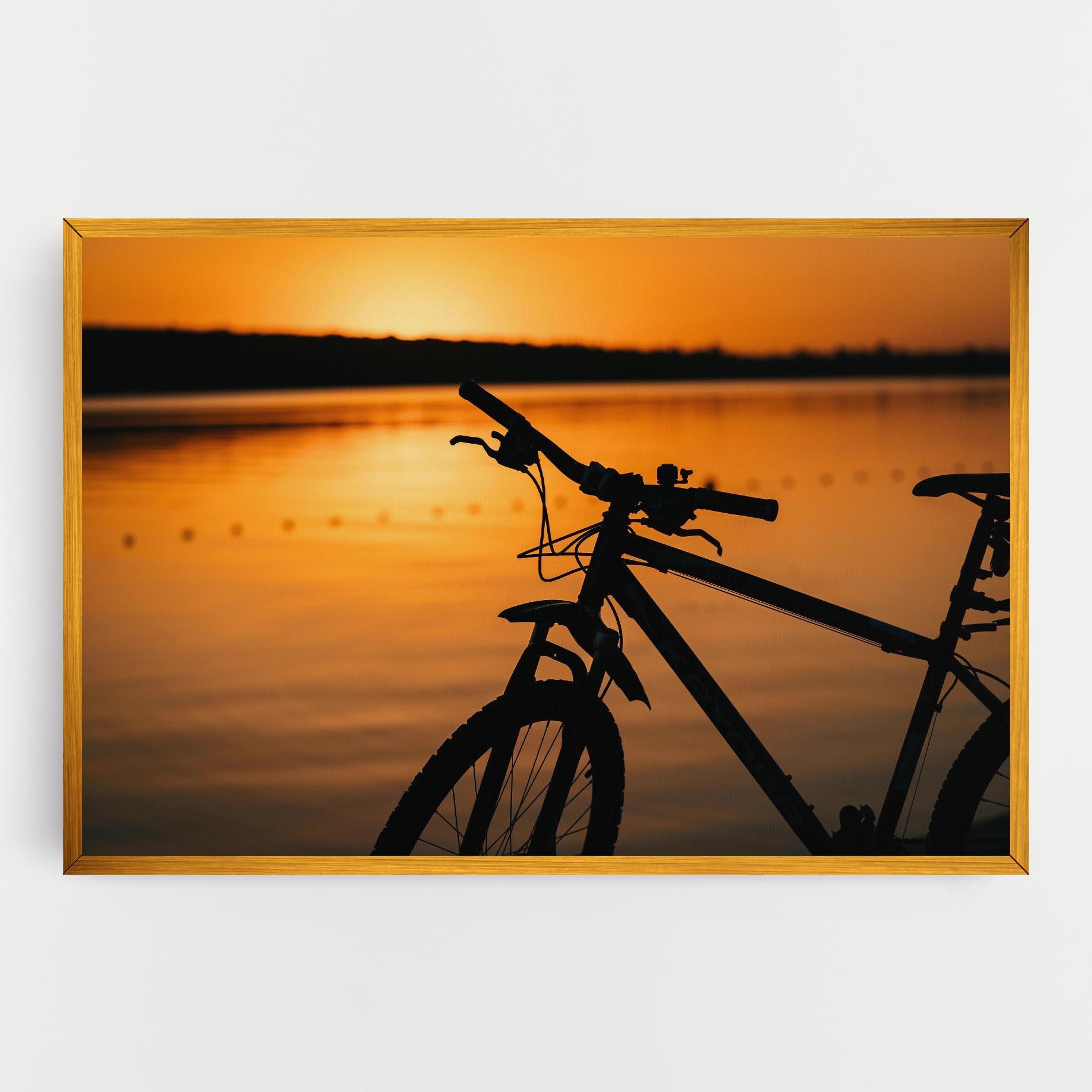 Leinwandbild Sunset Lake Bike mockup 0
