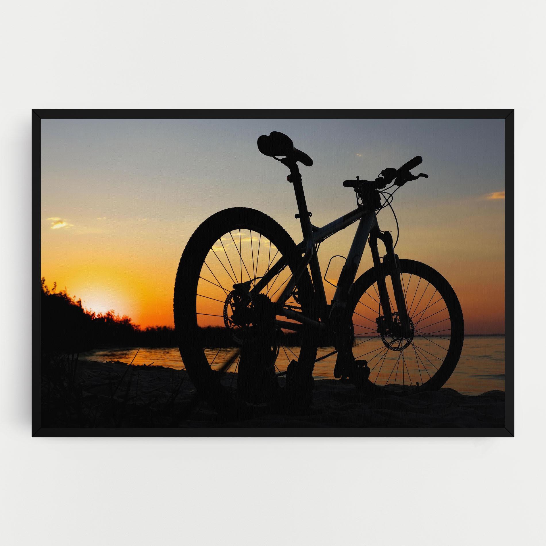 Leinwandbild Beach Bike Silhouette mockup 0