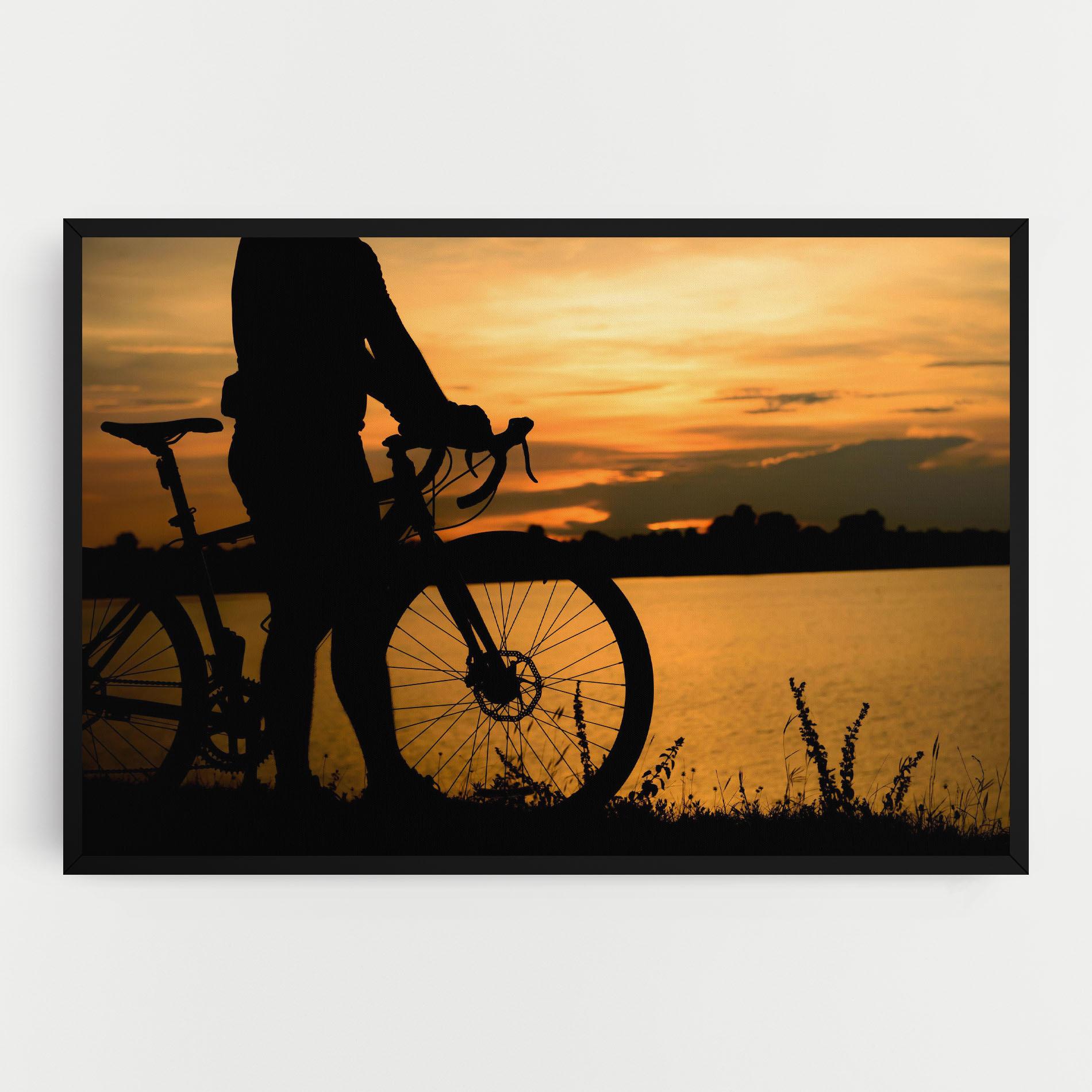 Leinwandbild Bicycle Sunset Silhouette mockup 0