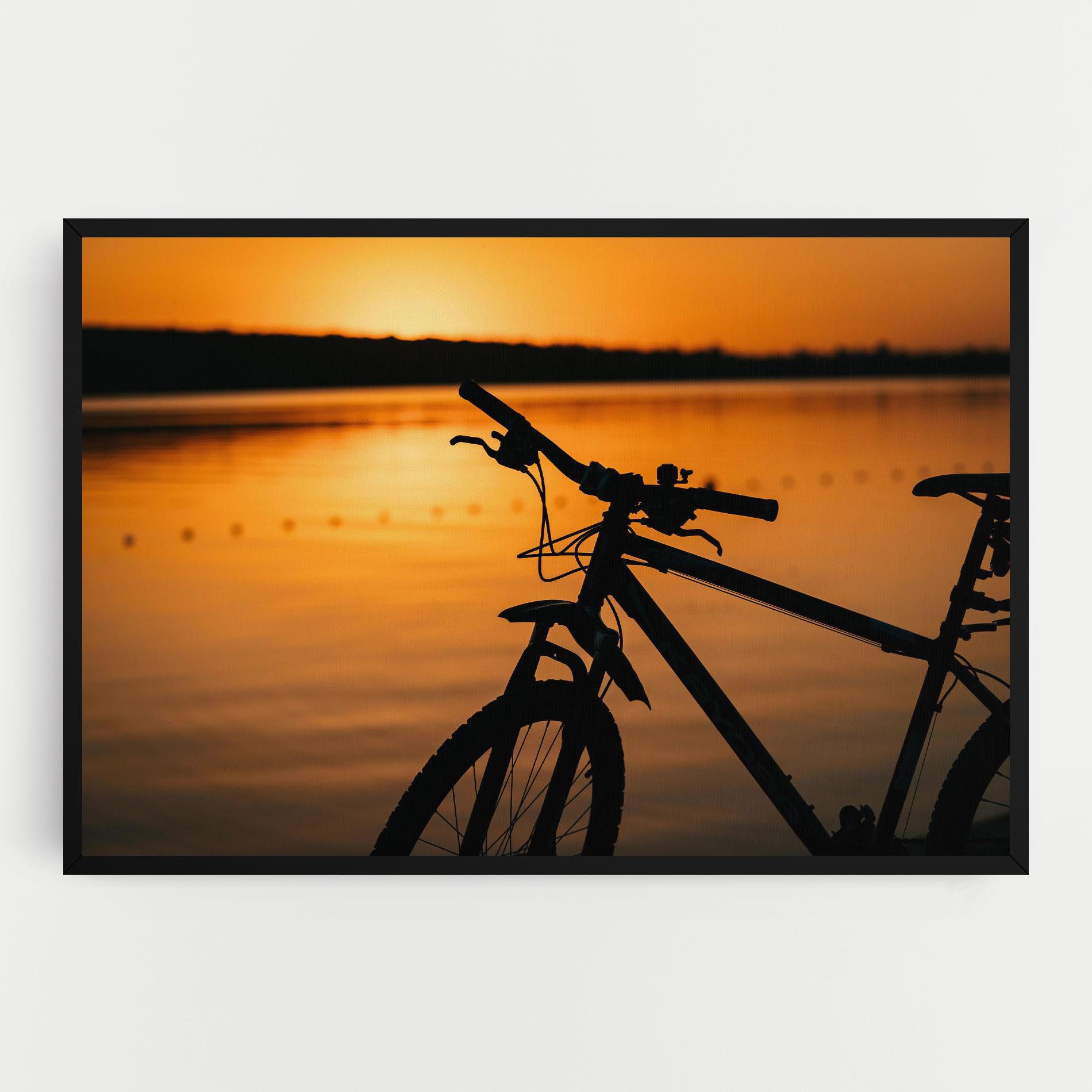 Leinwandbild Sunset Lake Bike mockup 0