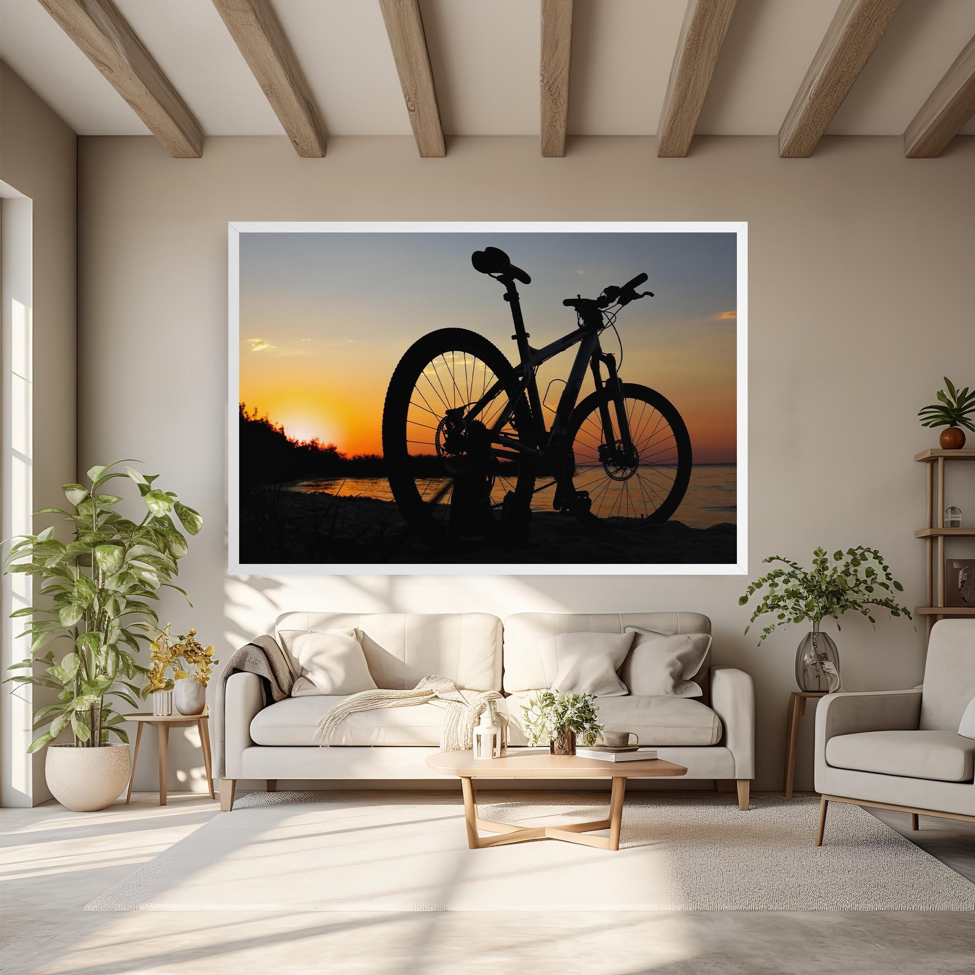 Leinwandbild Beach Bike Silhouette mockup 6