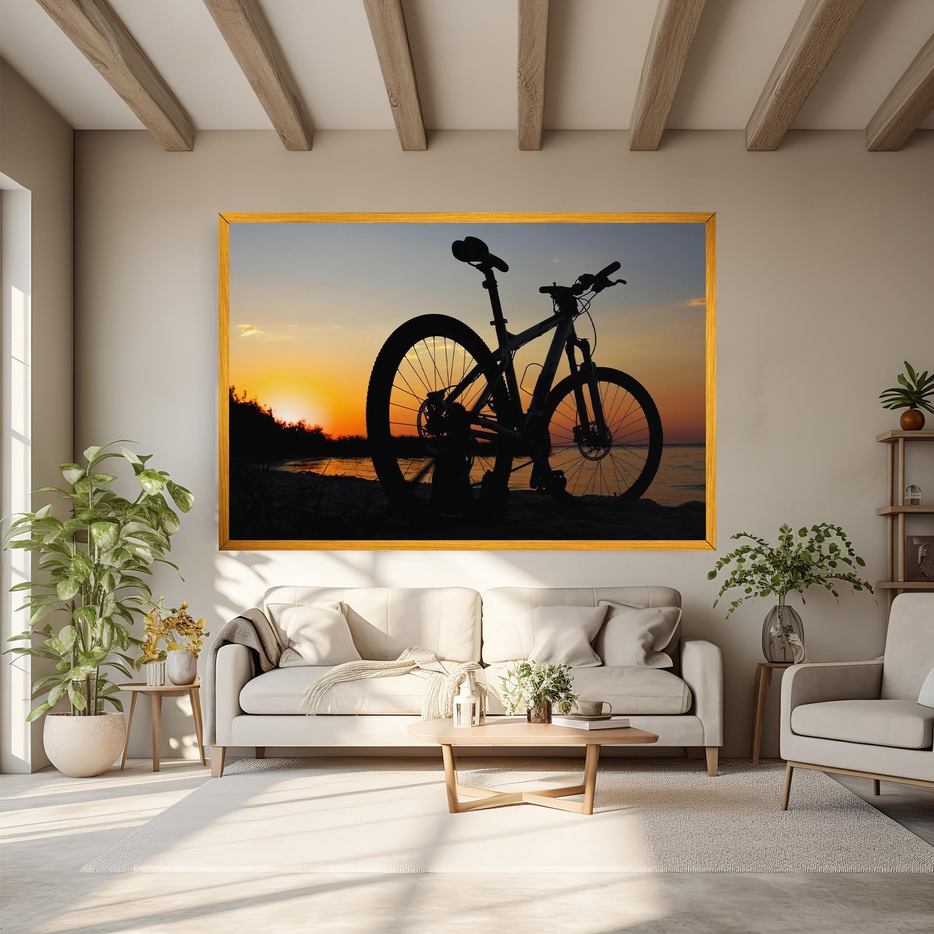 Leinwandbild Beach Bike Silhouette mockup 6