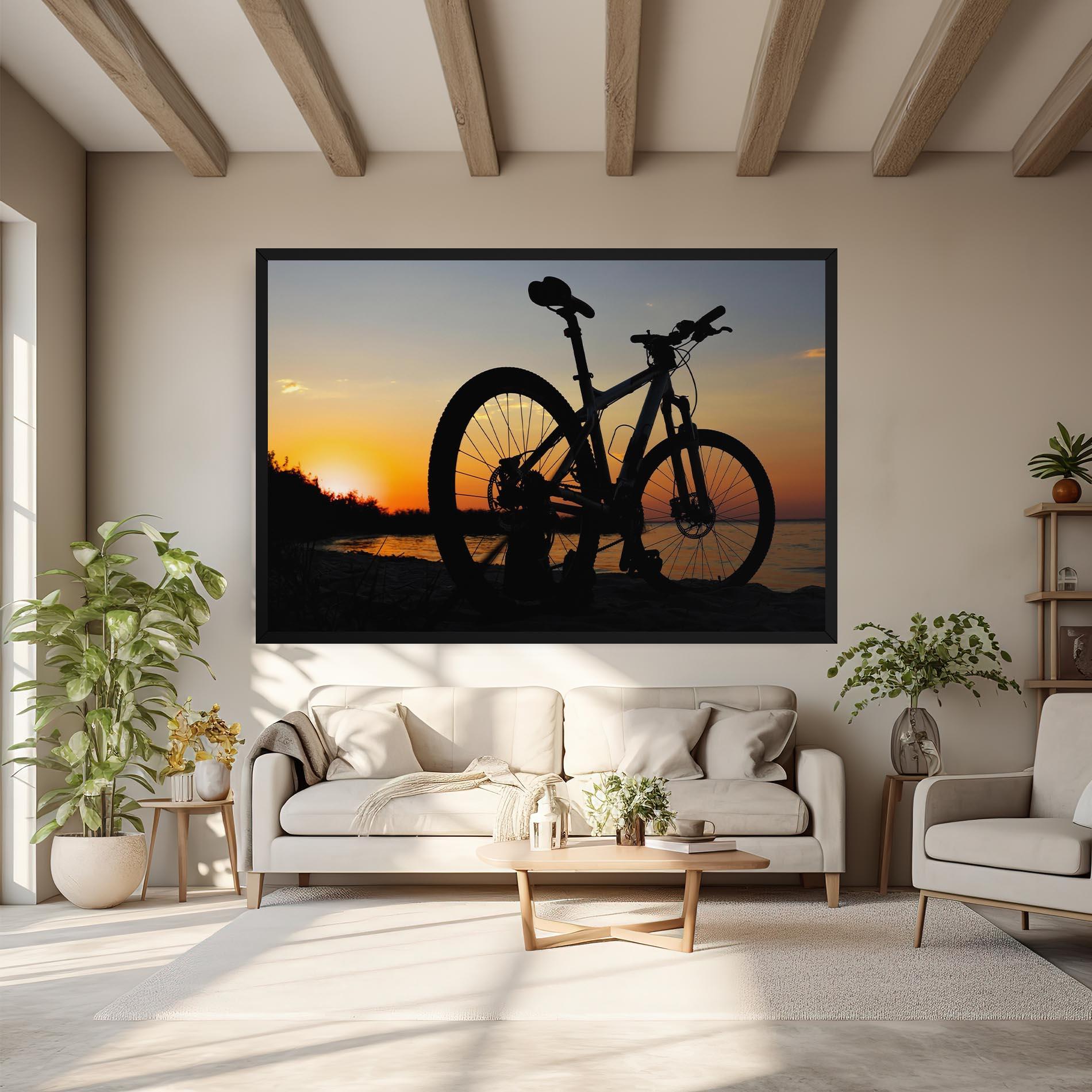 Leinwandbild Beach Bike Silhouette mockup 6