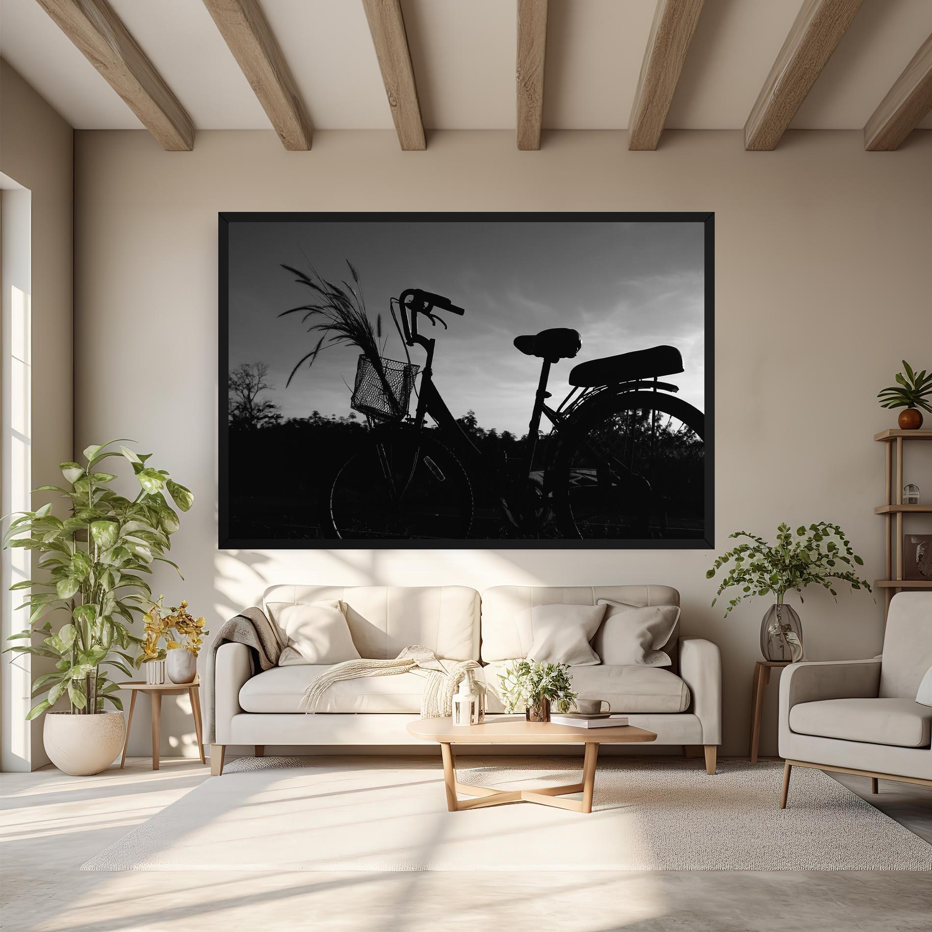 Leinwandbild Black Bike Shilouette mockup 6