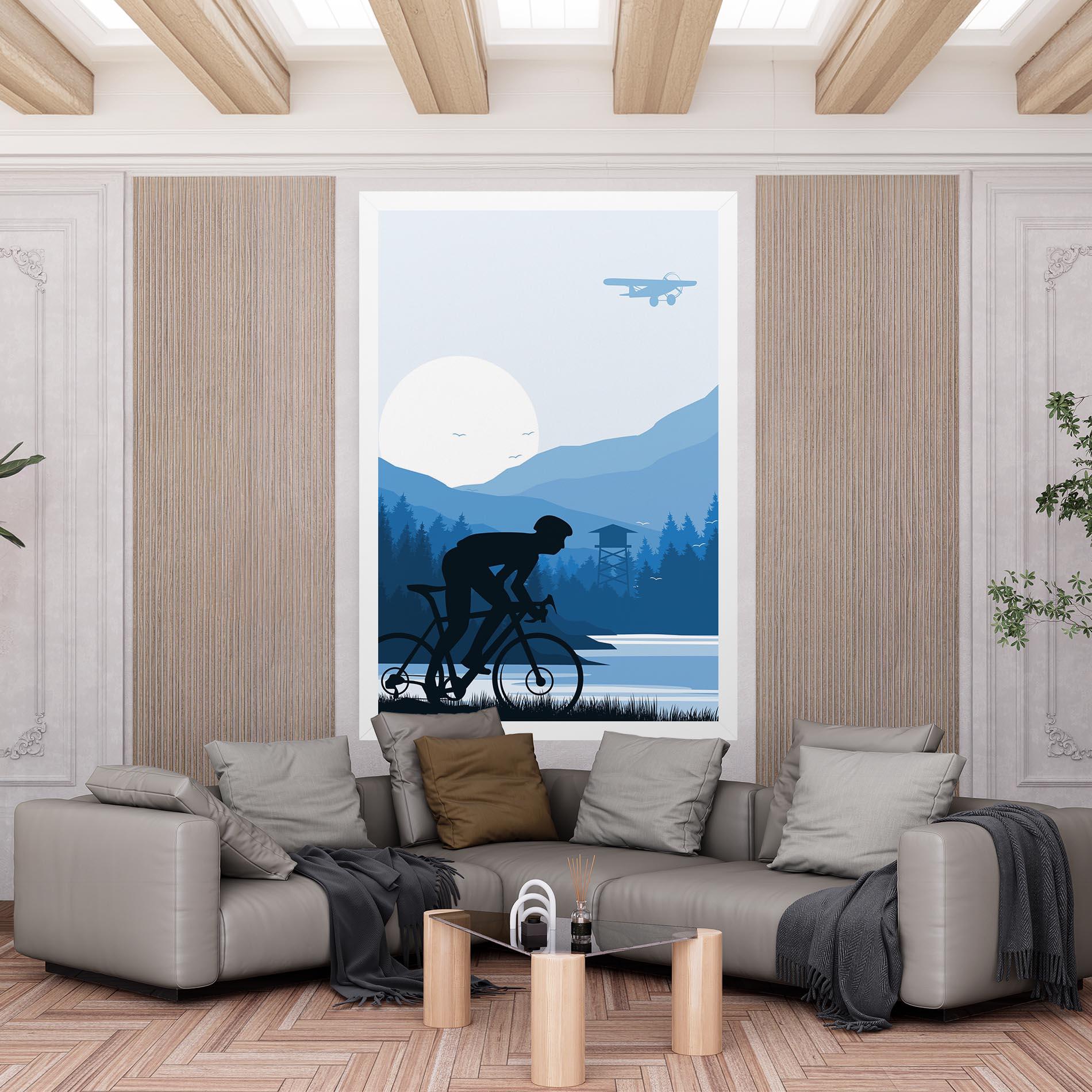 Leinwandbild Blue Light Bike mockup 6