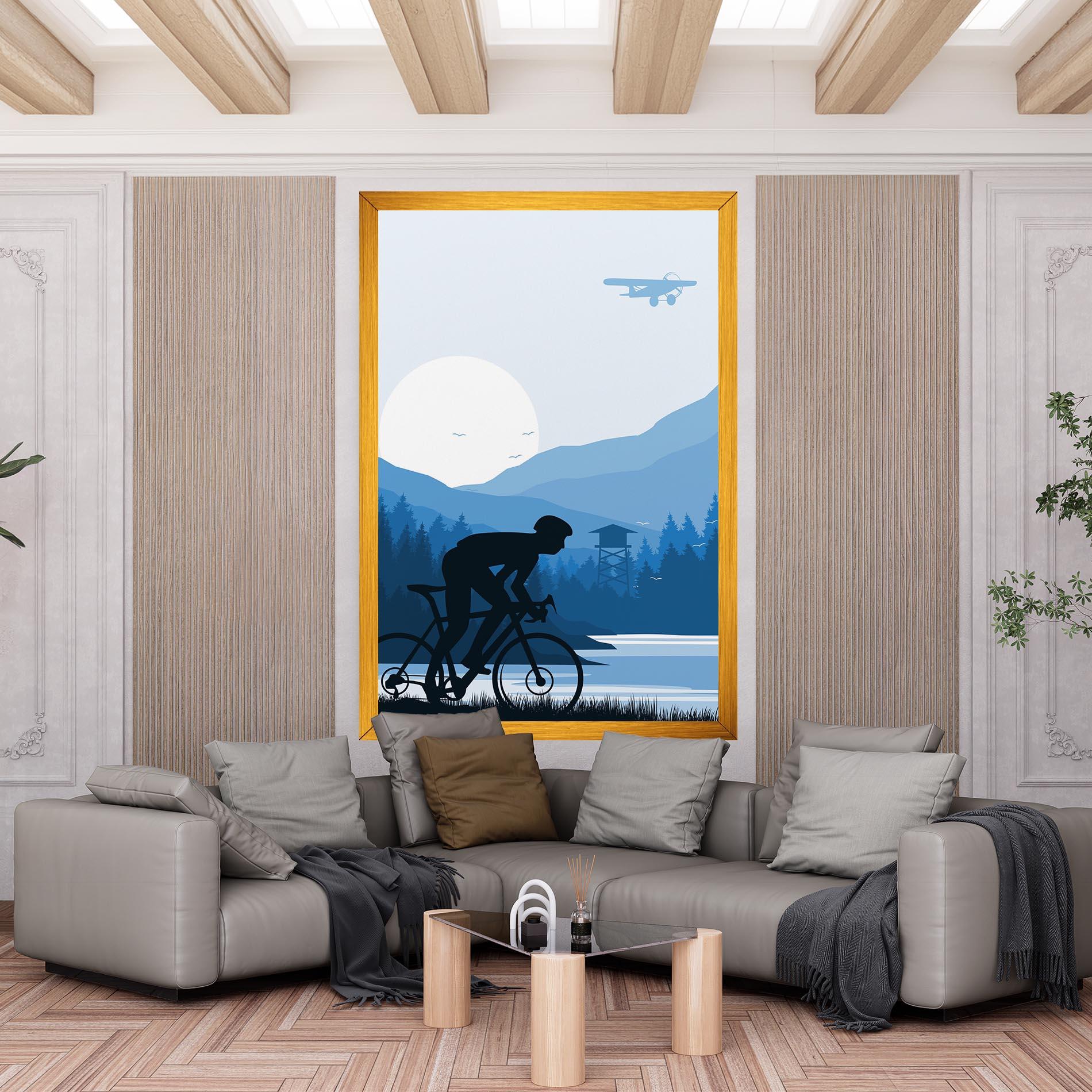 Leinwandbild Blue Light Bike mockup 6
