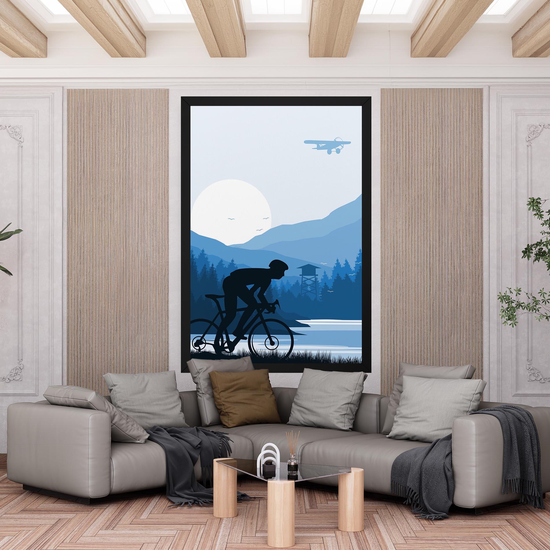 Leinwandbild Blue Light Bike mockup 6