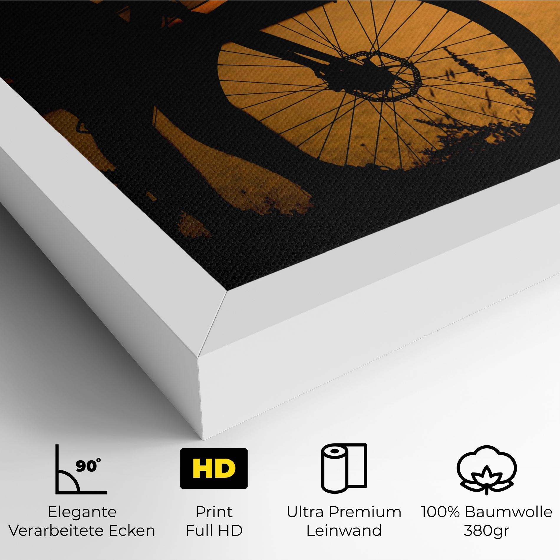 Leinwandbild Bicycle Sunset Silhouette mockup 4