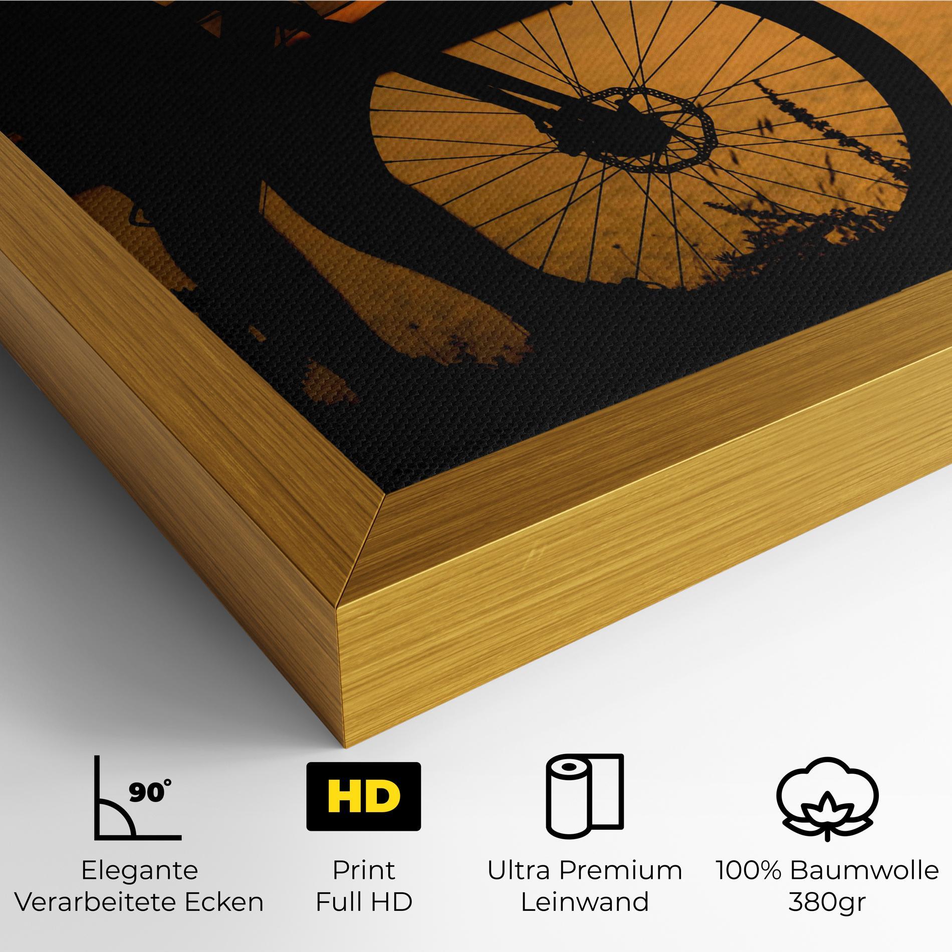 Leinwandbild Bicycle Sunset Silhouette mockup 4