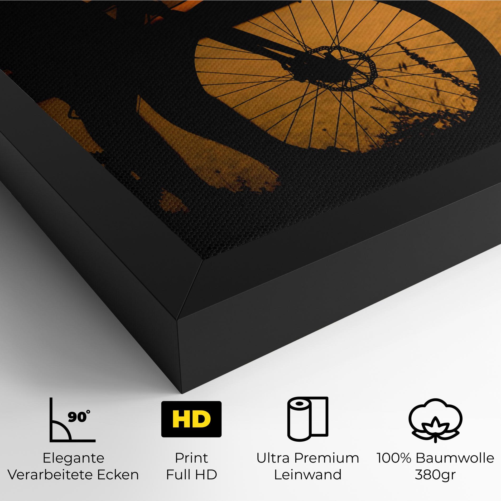 Leinwandbild Bicycle Sunset Silhouette mockup 4